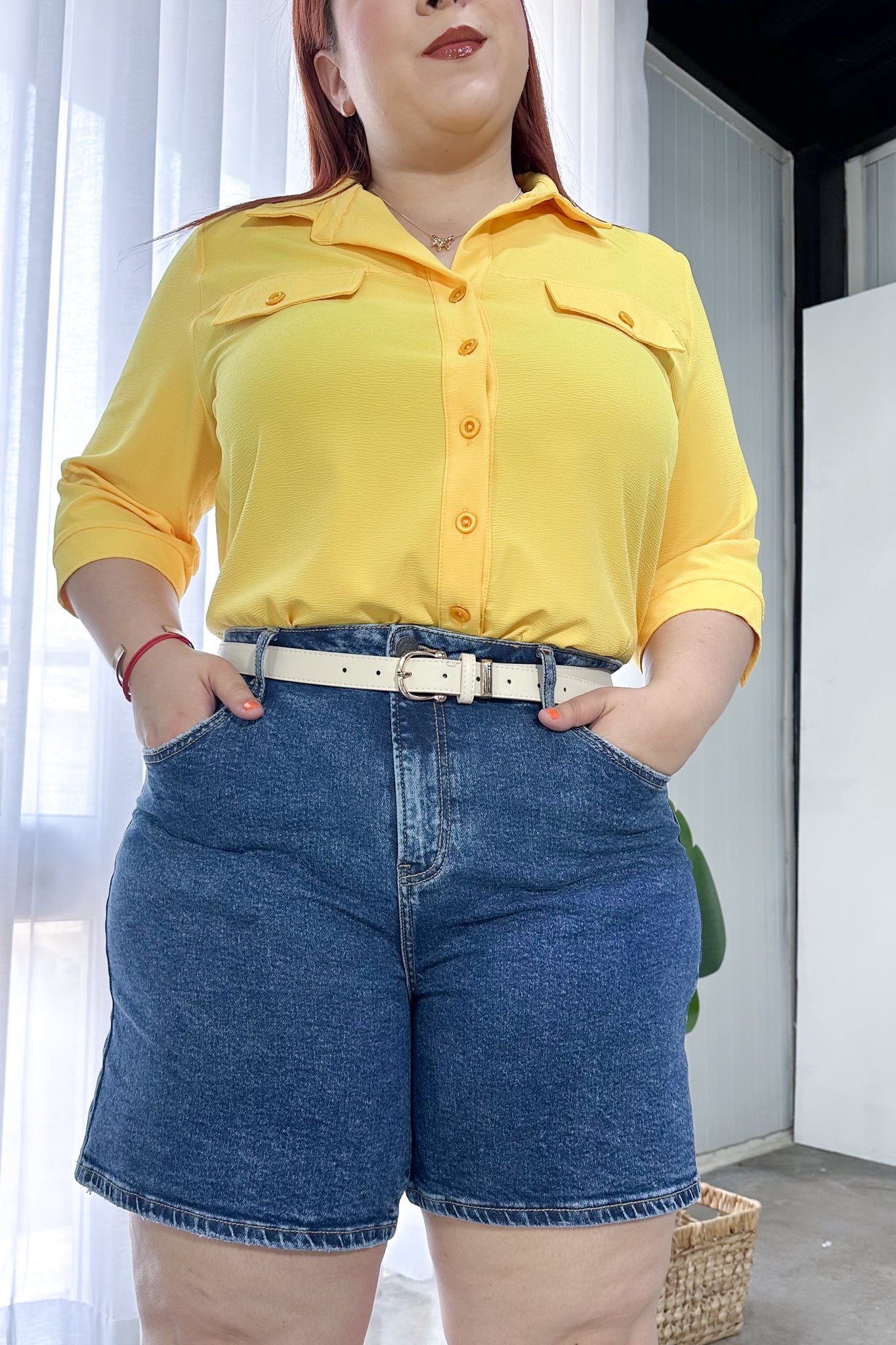 Camisa textura c/bolsa