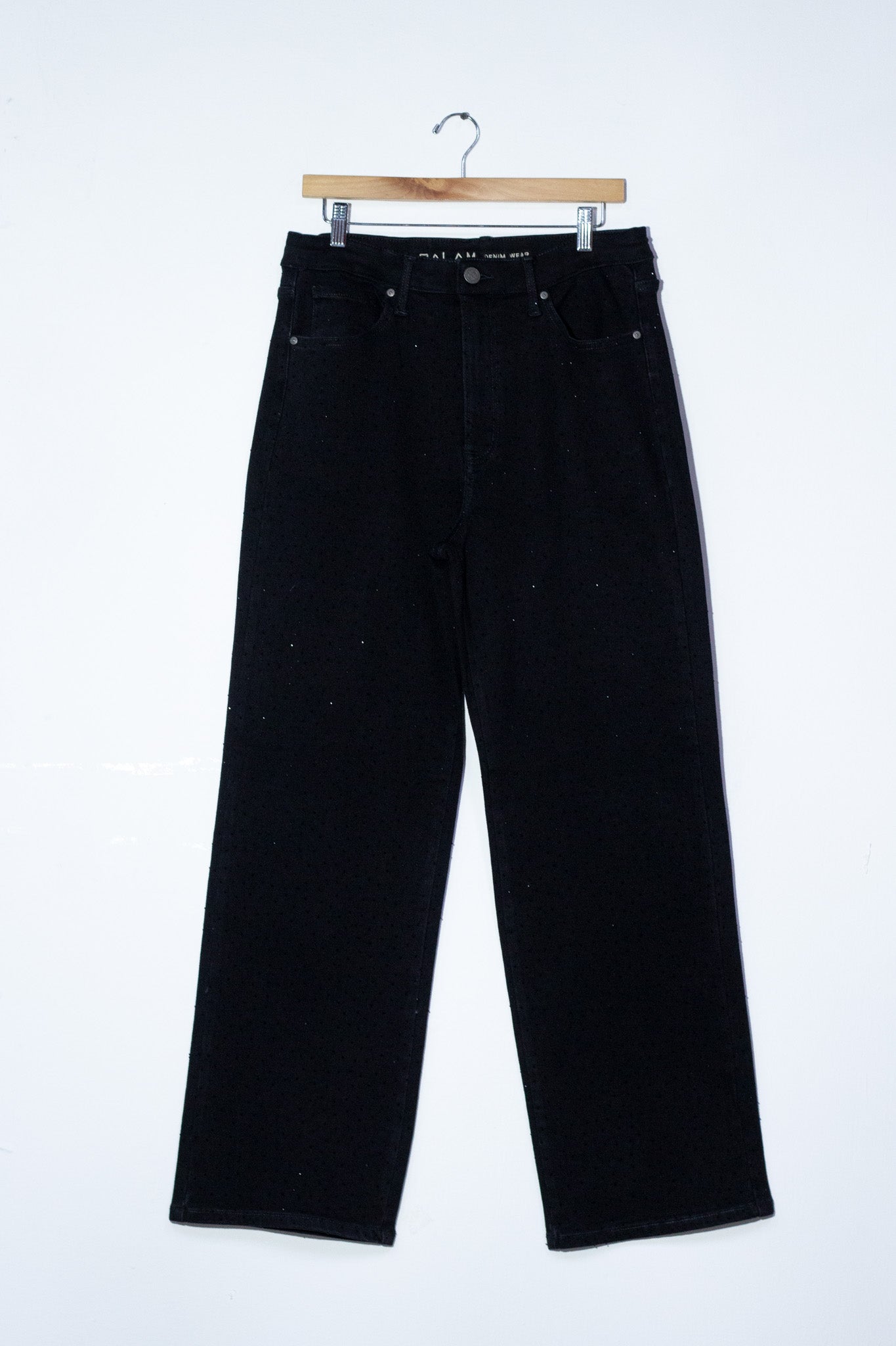 Jeans wide leg brillos negro