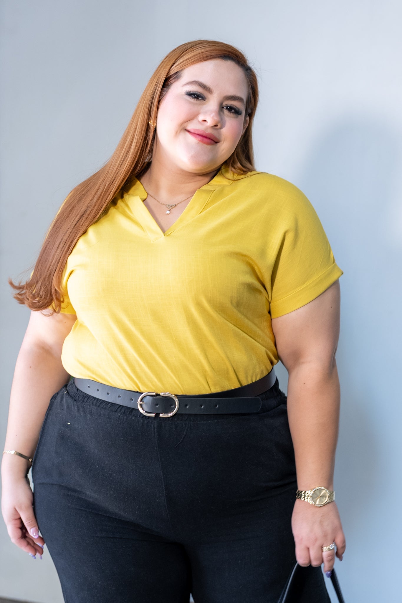 Blusa lino lisa cuello V