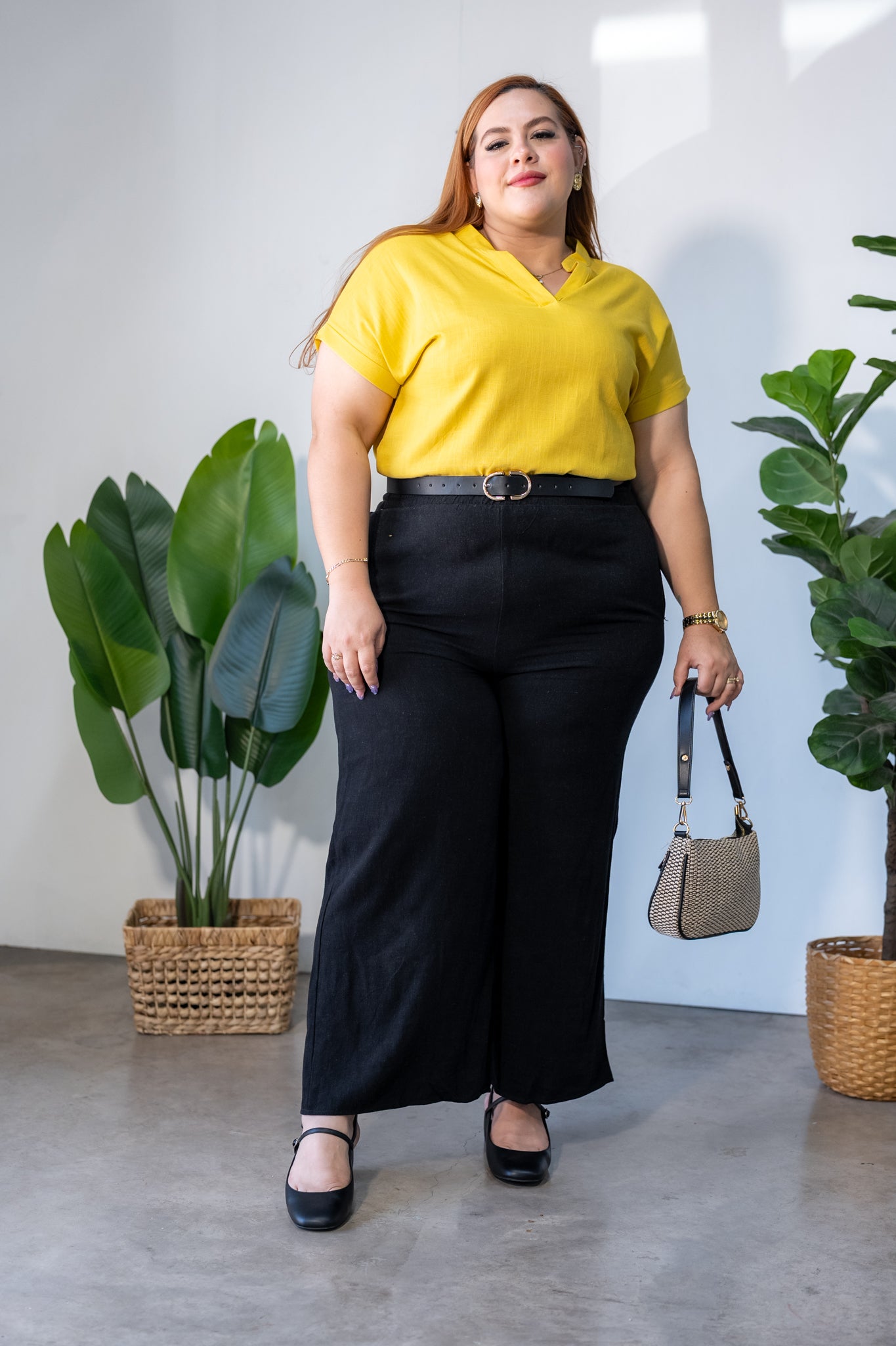 Blusa lino lisa cuello V