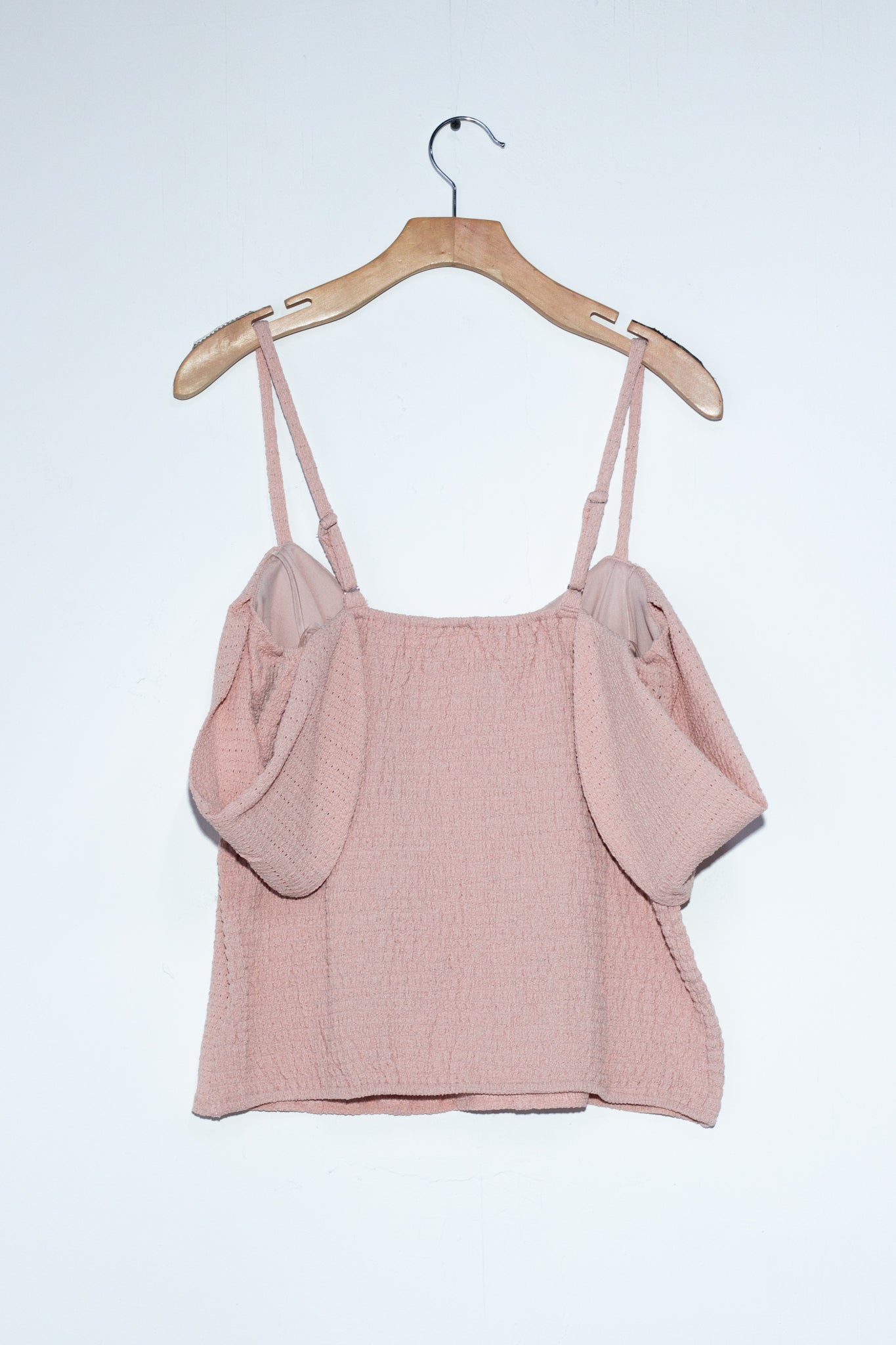 Blusa crop off shoulder rosa