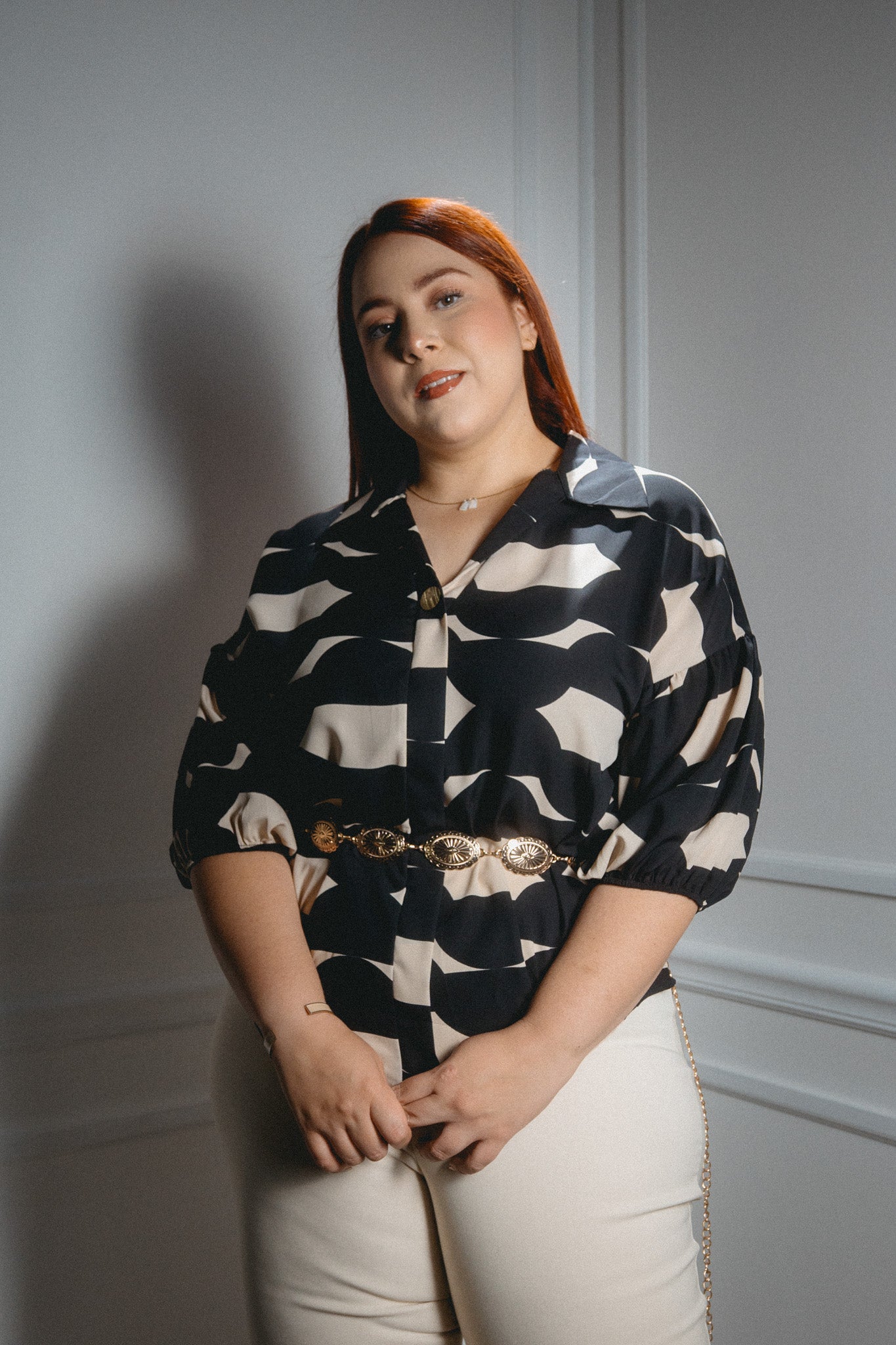 Blusa con botones estampada