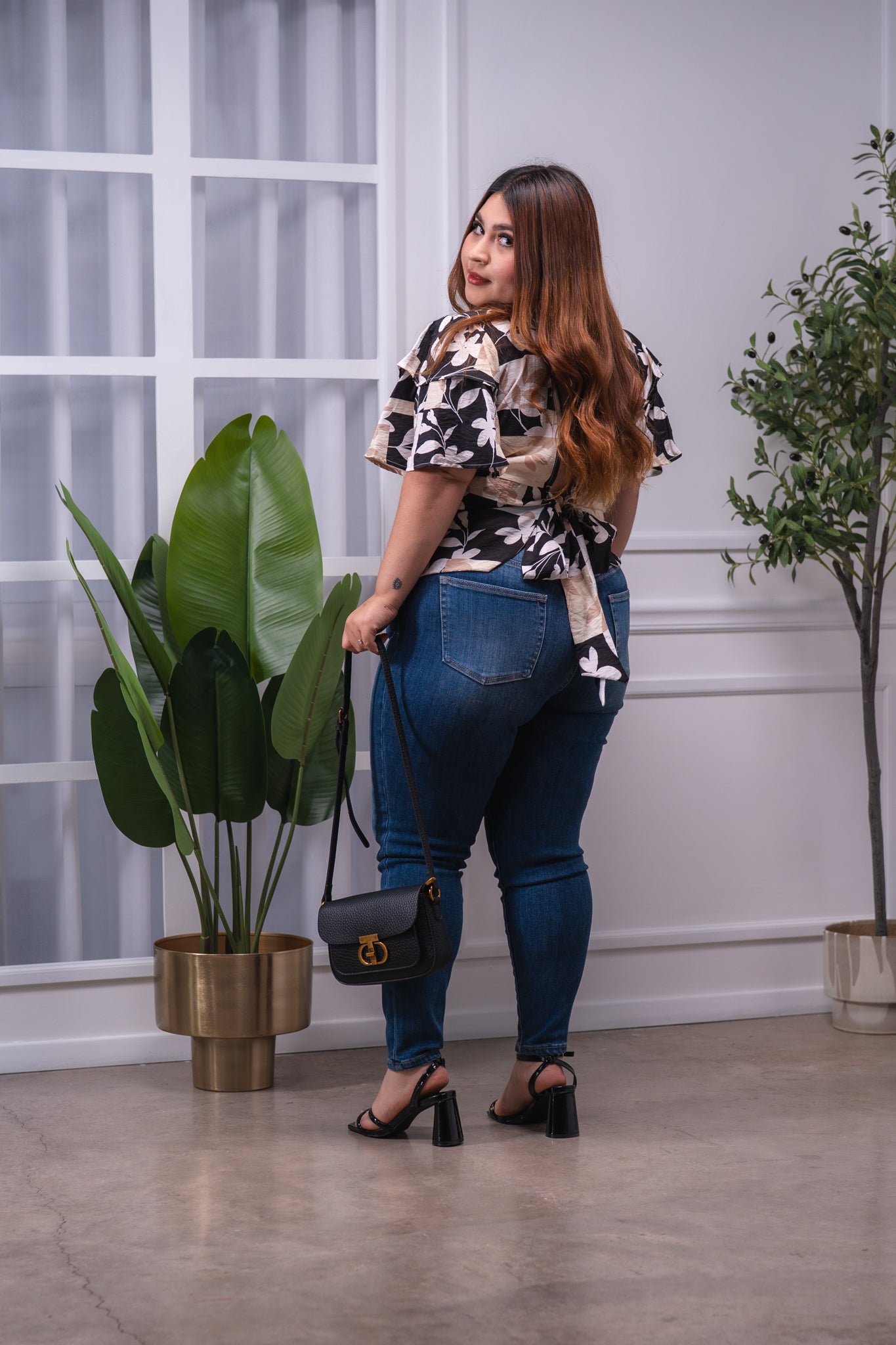 Blusa Estampada Escote Espalda