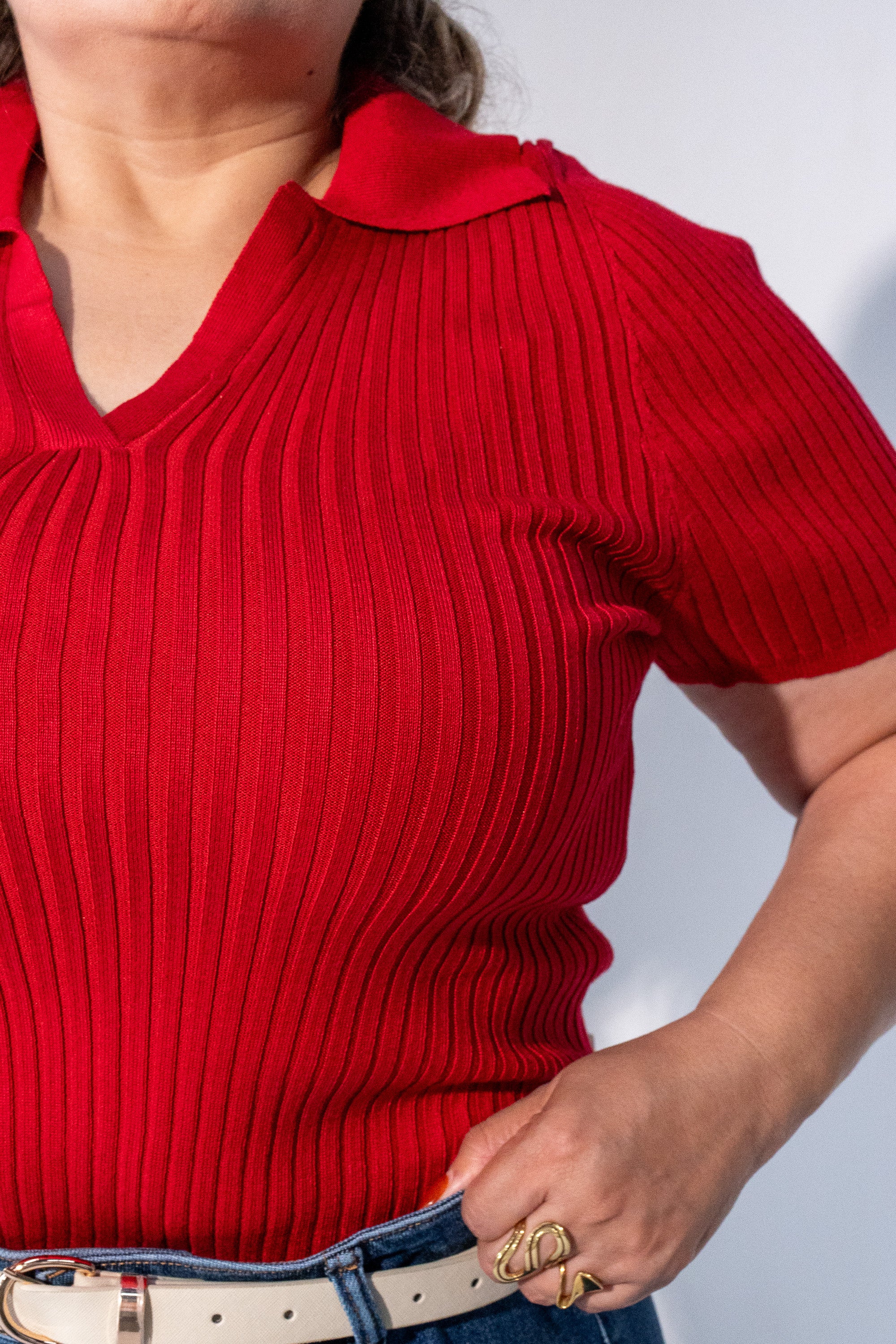 Blusa Tipo Polo en Tejido Canelado