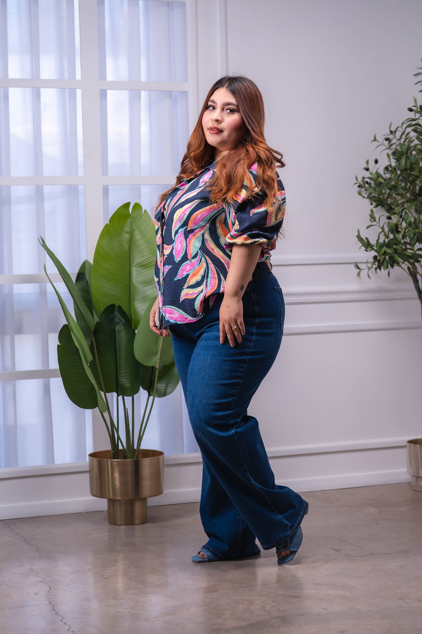 Camisa estampada colores azul