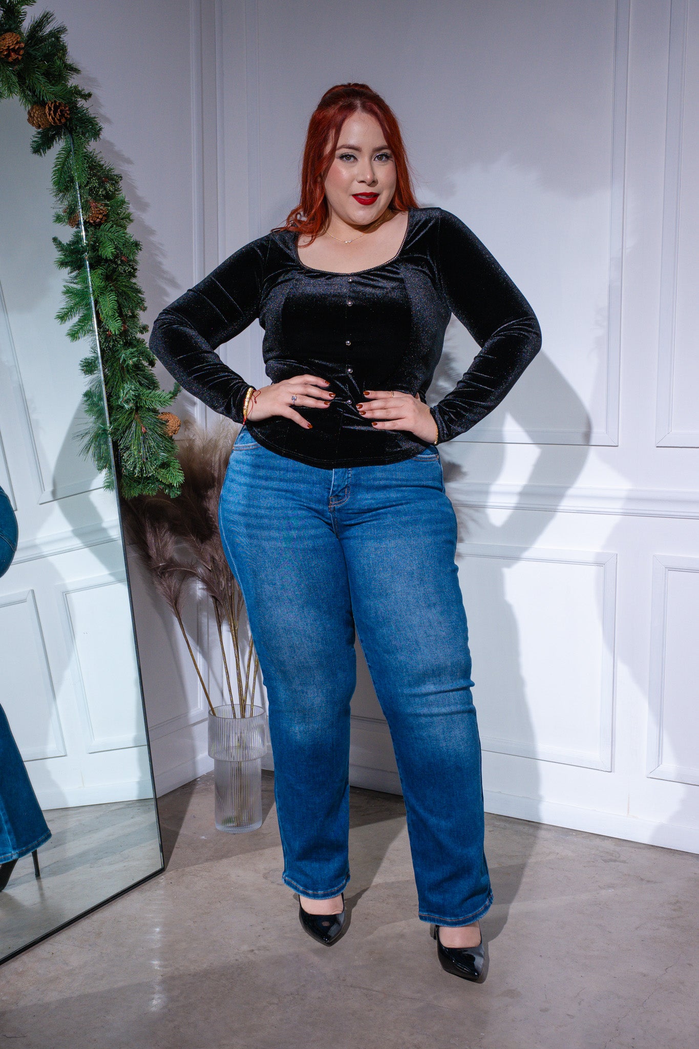 Blusa gamuza con botones neg