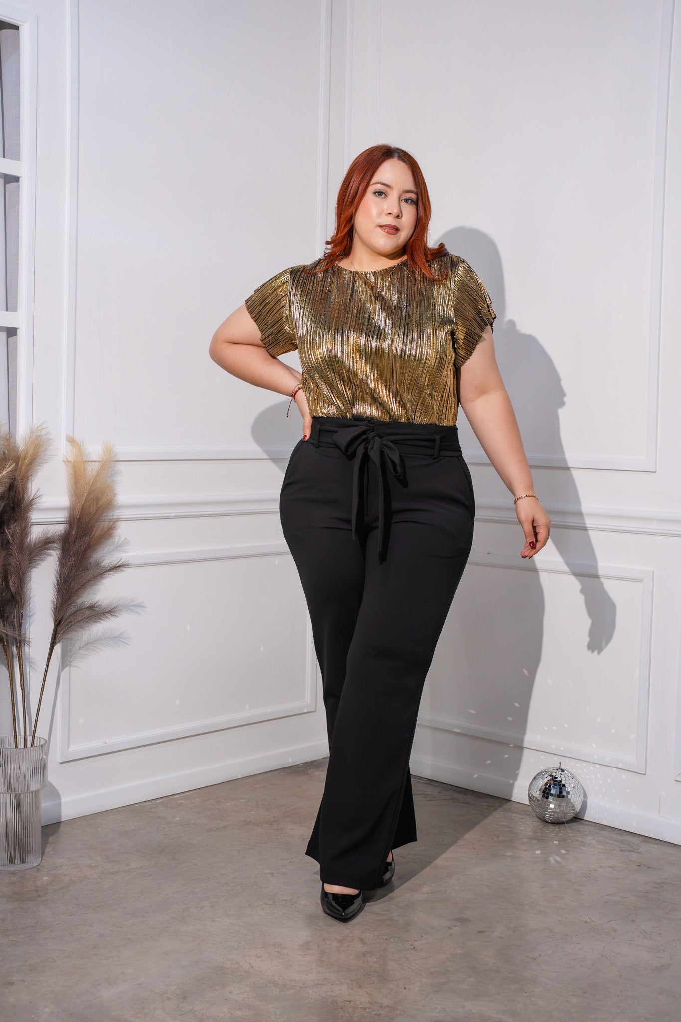 Blusa textura dorada