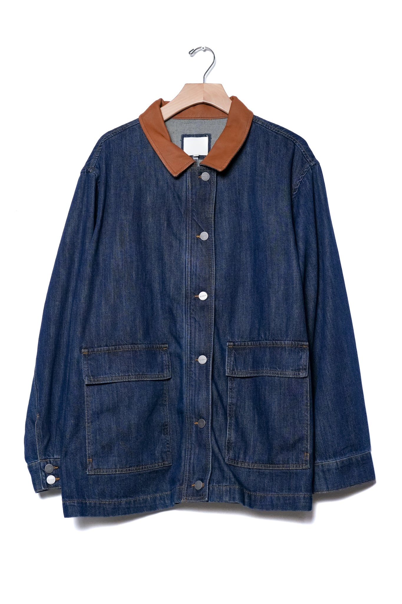 Chamarra denim con cuero