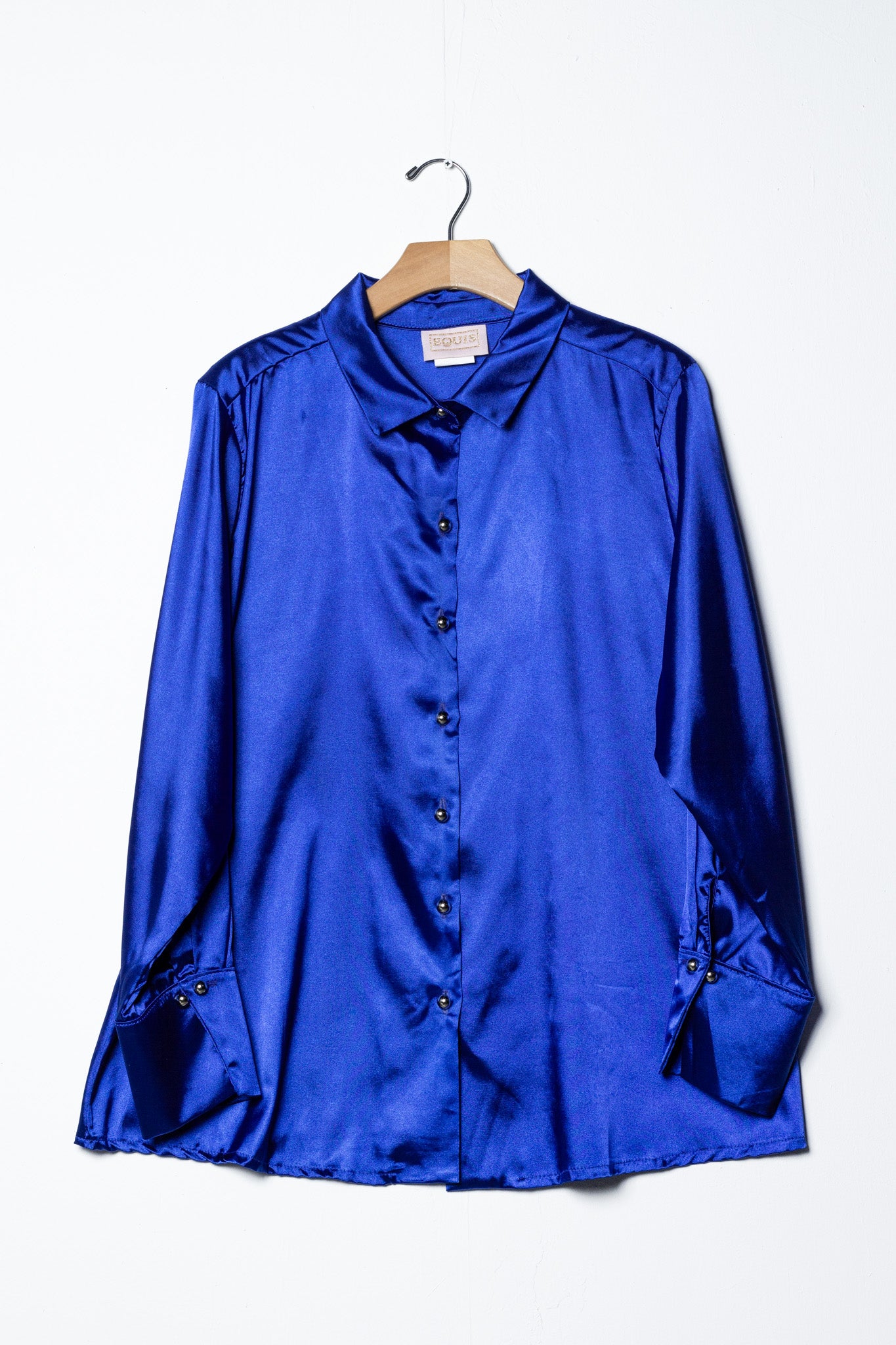 Camisa satin lisa azul