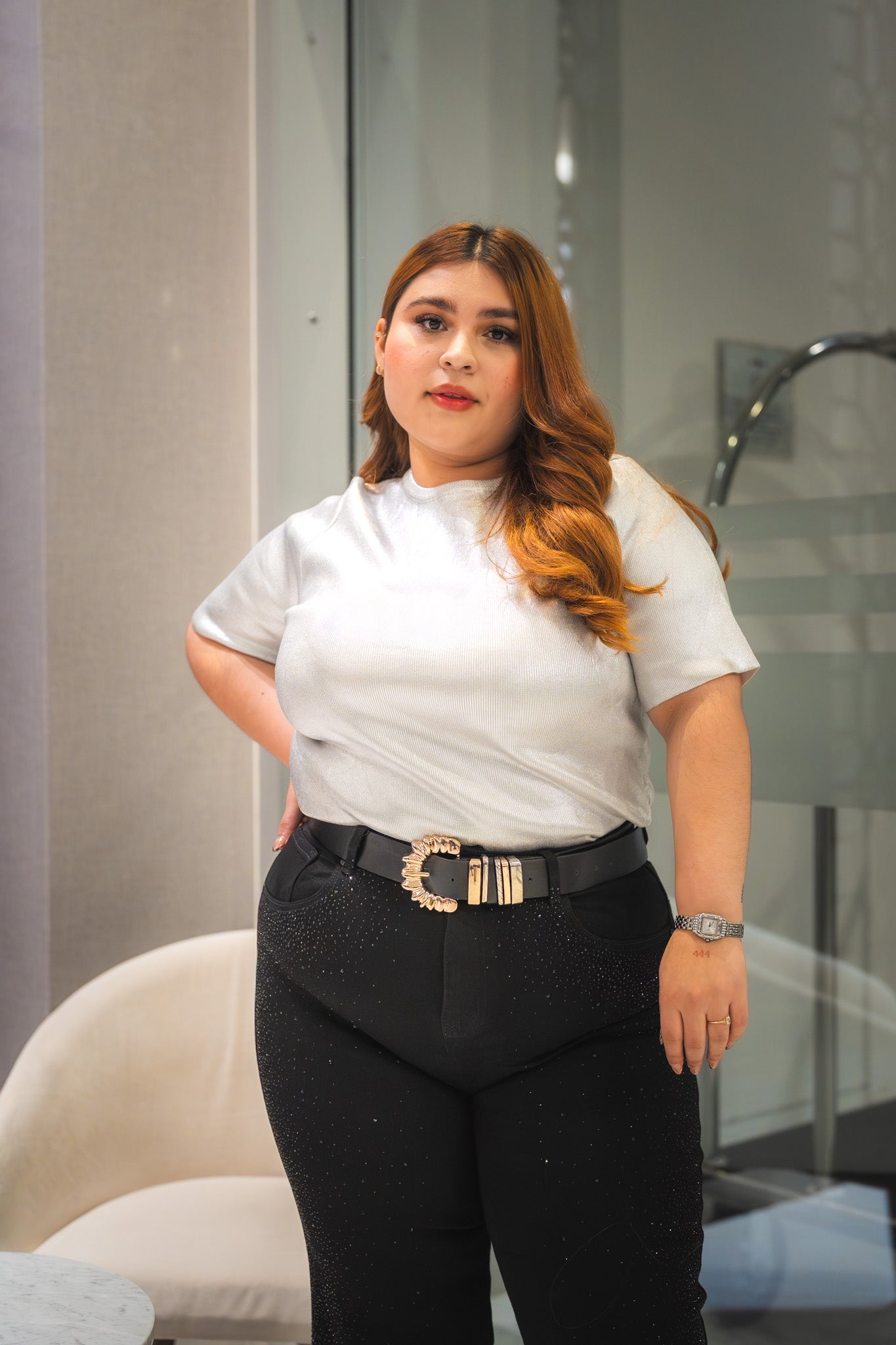 Blusa canalada metalica plata