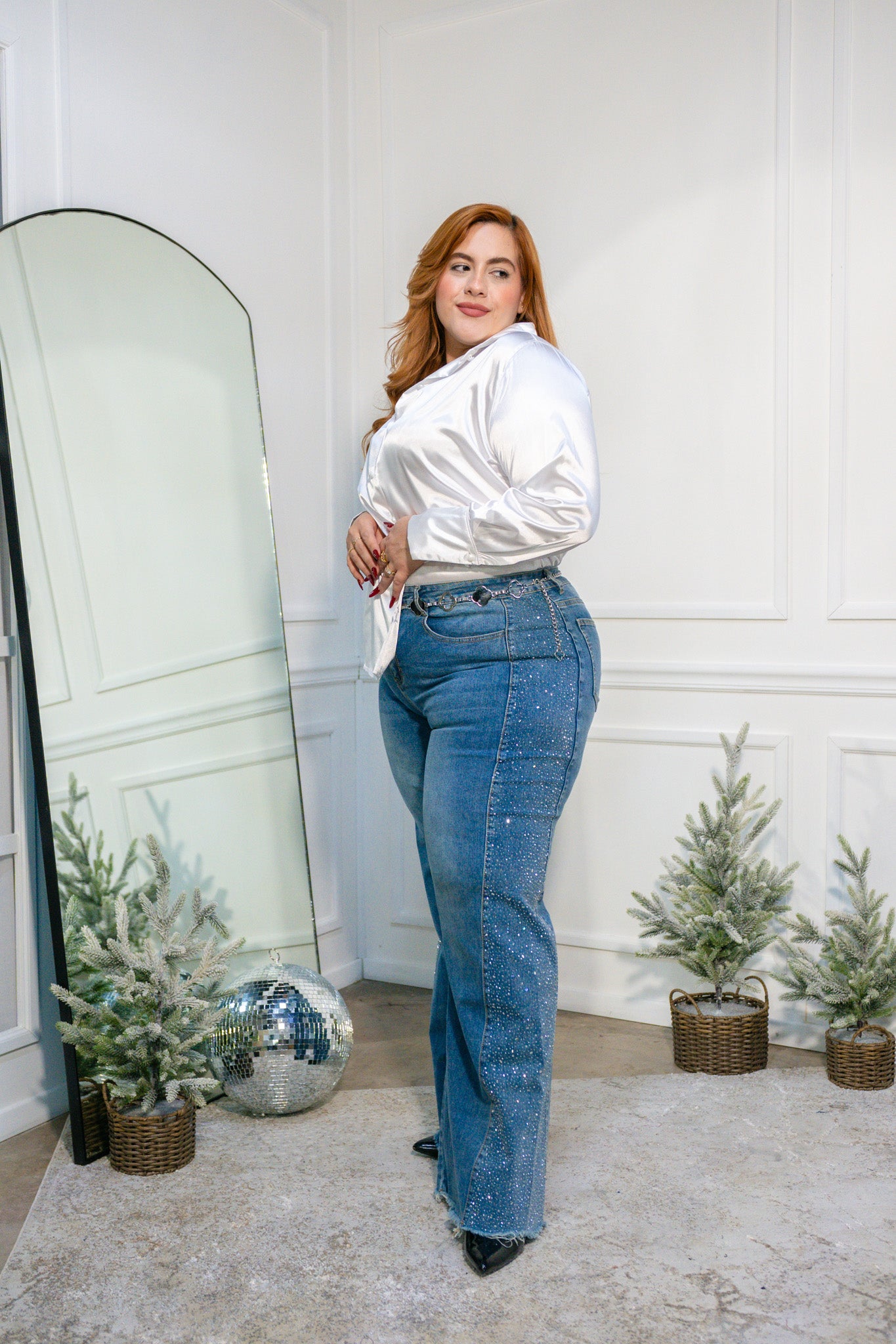 Camisa satinada lisa blanca