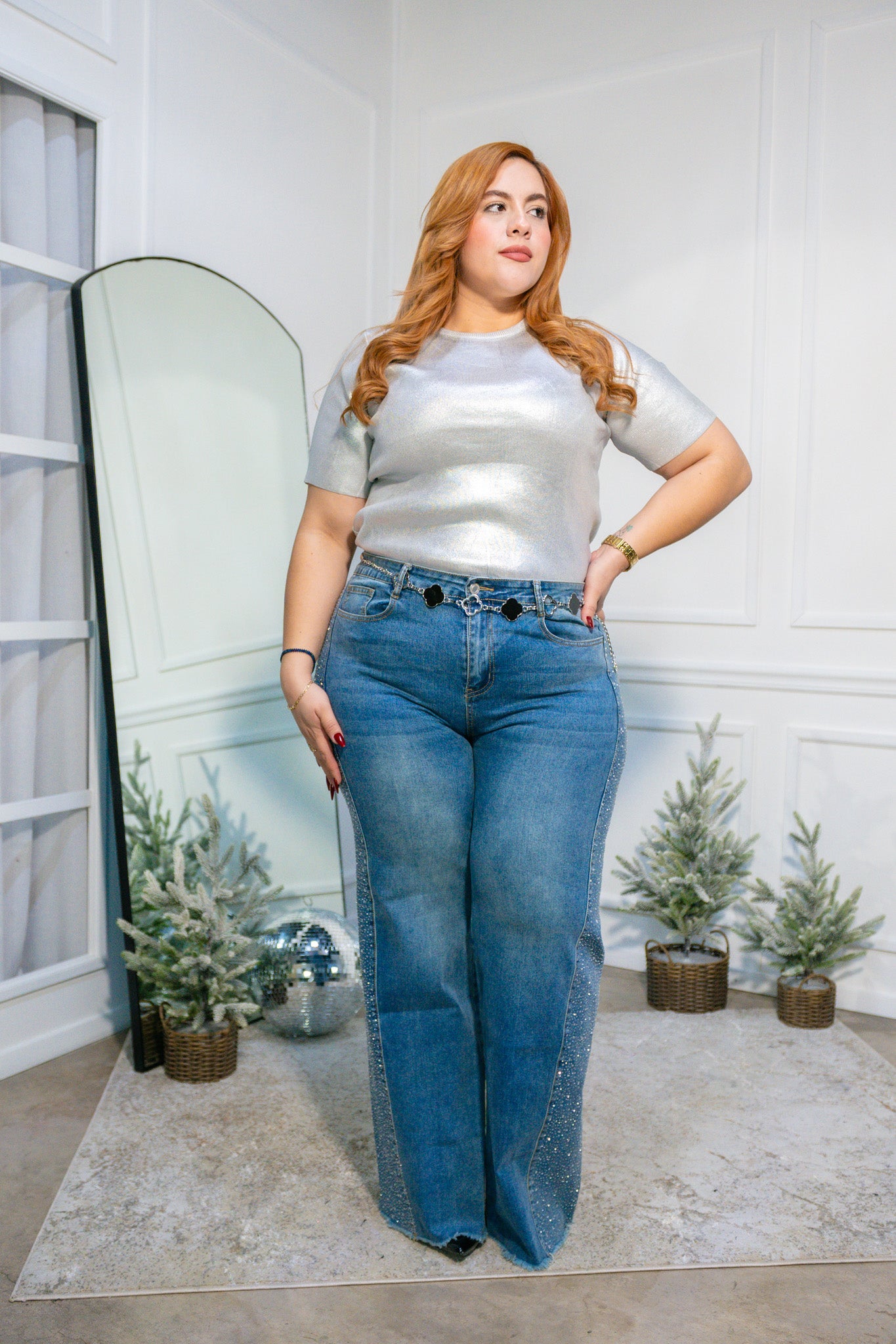 Blusa canalada metalica plata