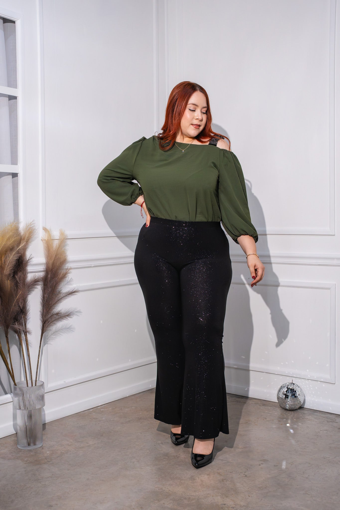 Pantalon recto con brillos