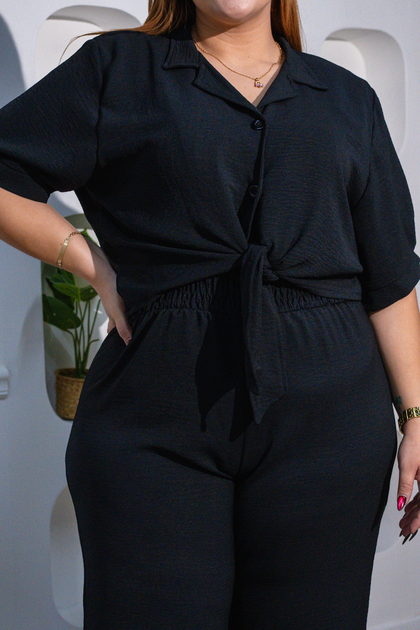 Set palazo con blusa negro