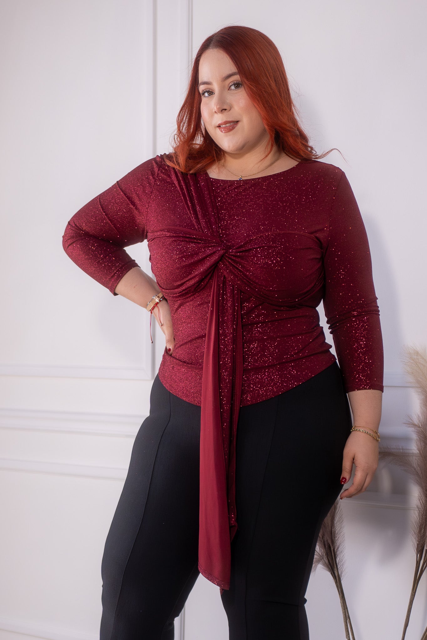 Blusa con lazo glitter tinta