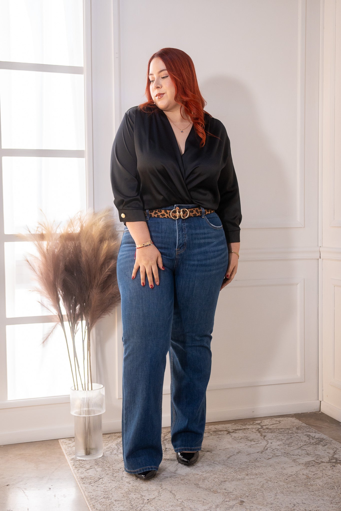 Panty blusa cruzada satin negra