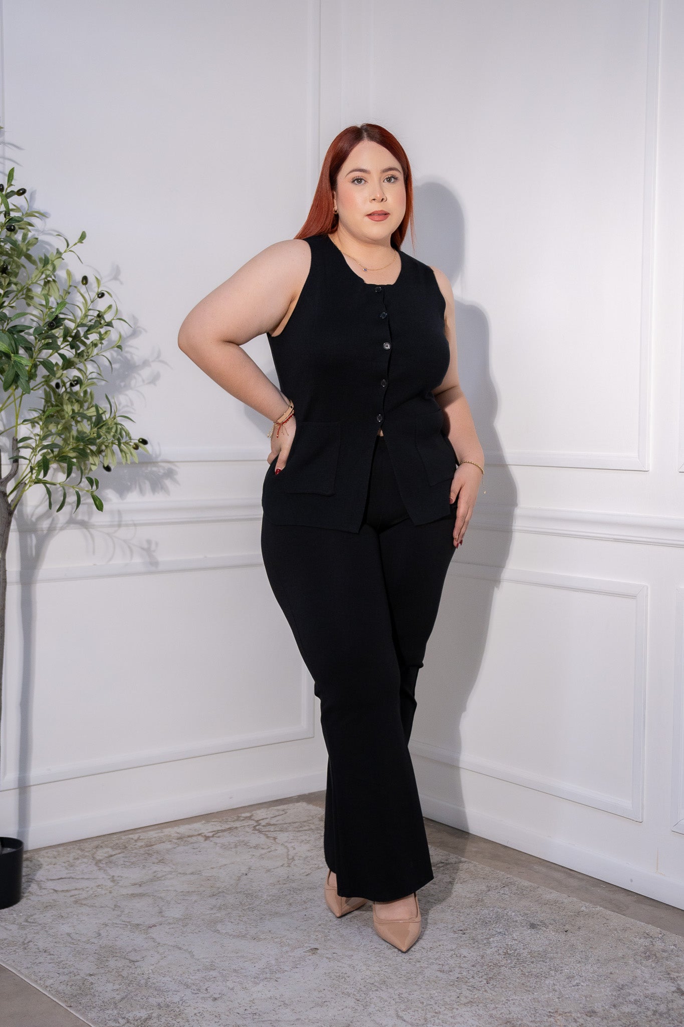 chaleco de punto c/bolsa negro