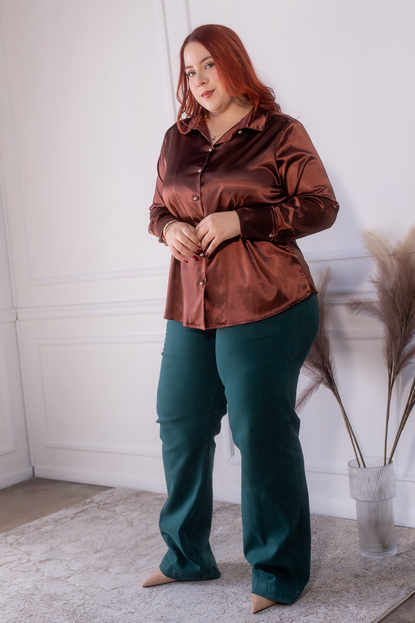 Camisa satin lisa chedron