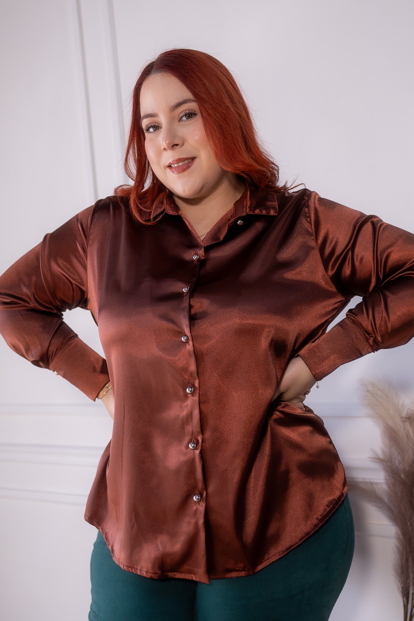 Camisa satin lisa chedron