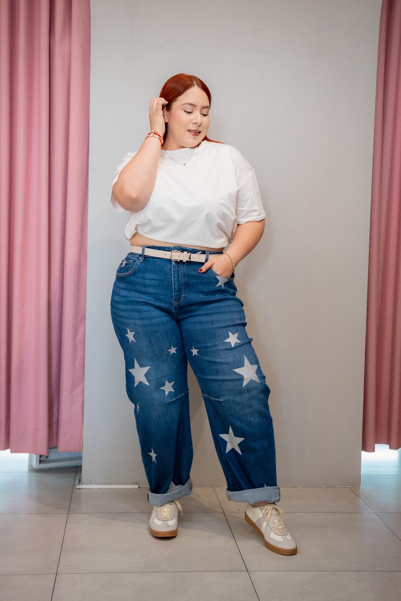 Jeans barrel estrellas osc