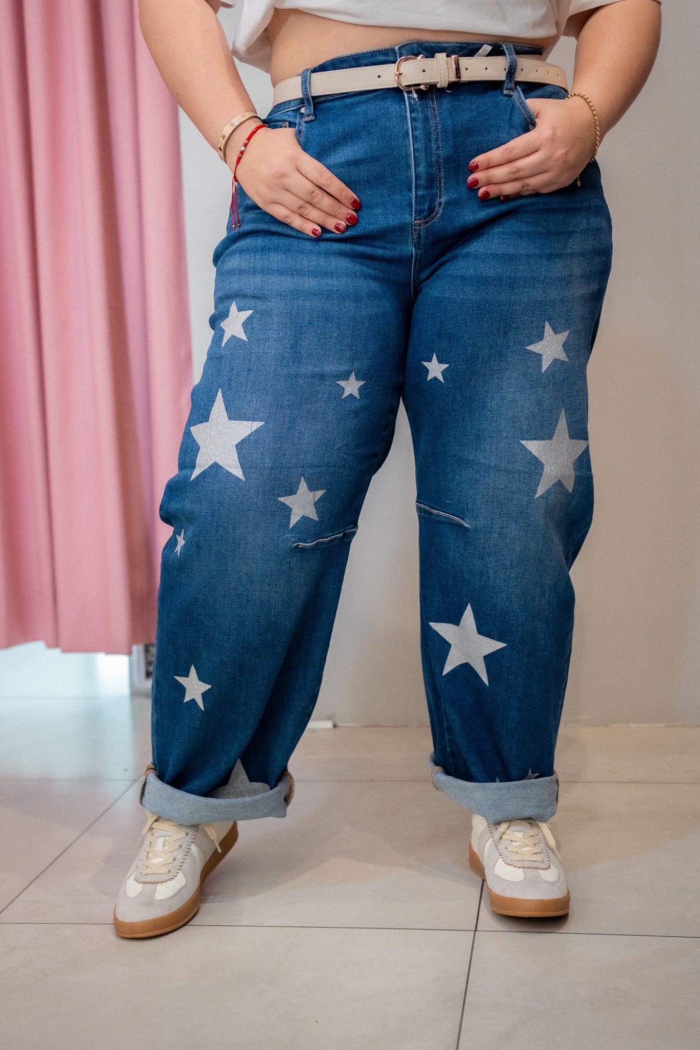 Jeans barrel estrellas osc