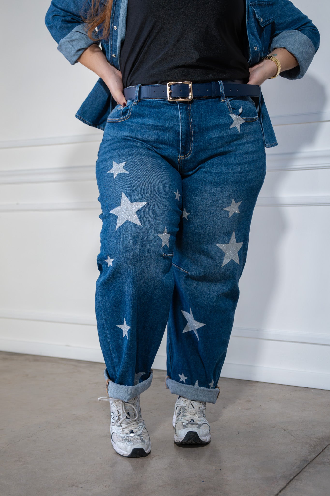 Jeans barrel estrellas osc