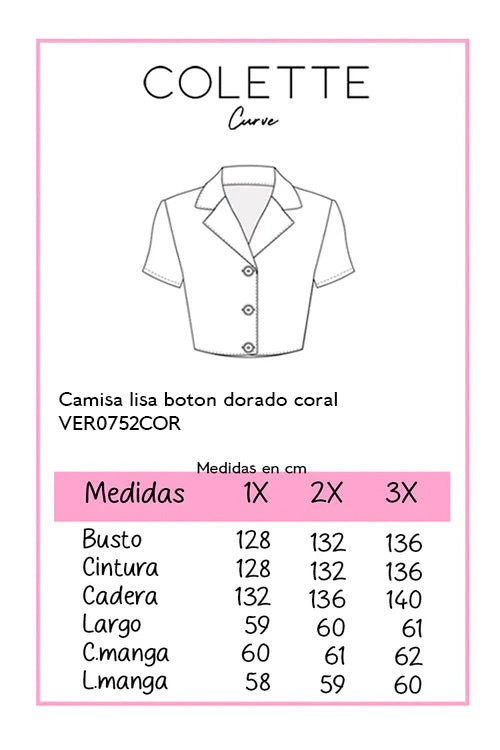 Camisa lisa bonton dorado