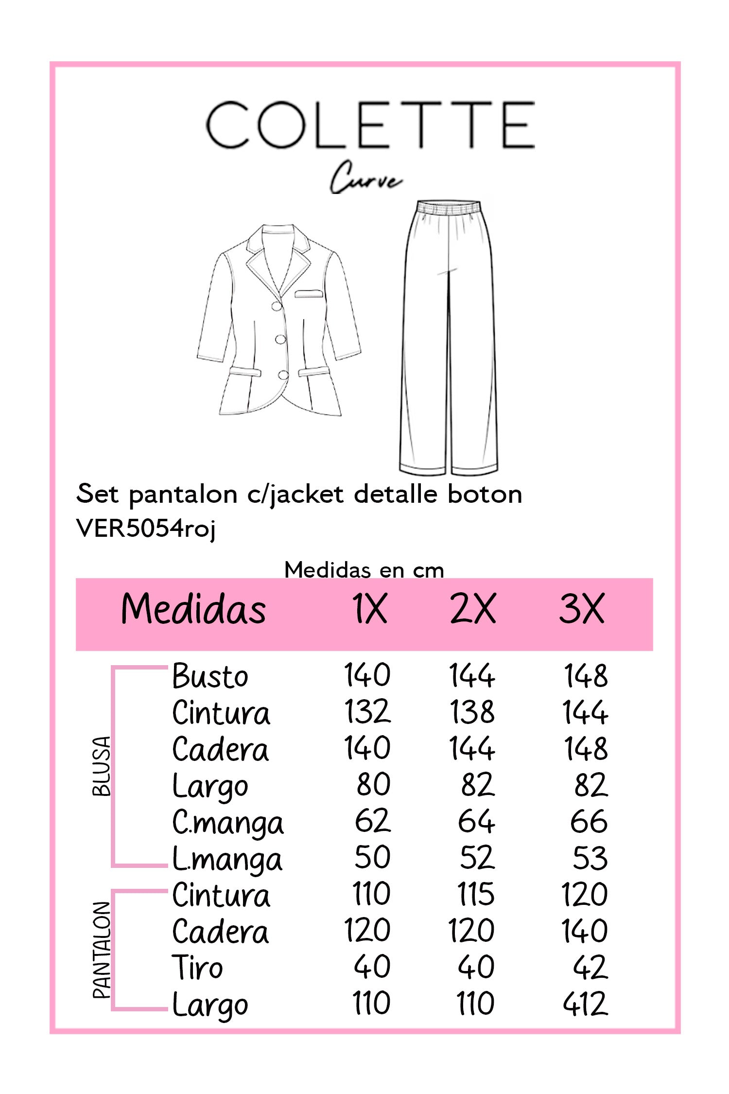 Set pantalon c/jacket detalle boton