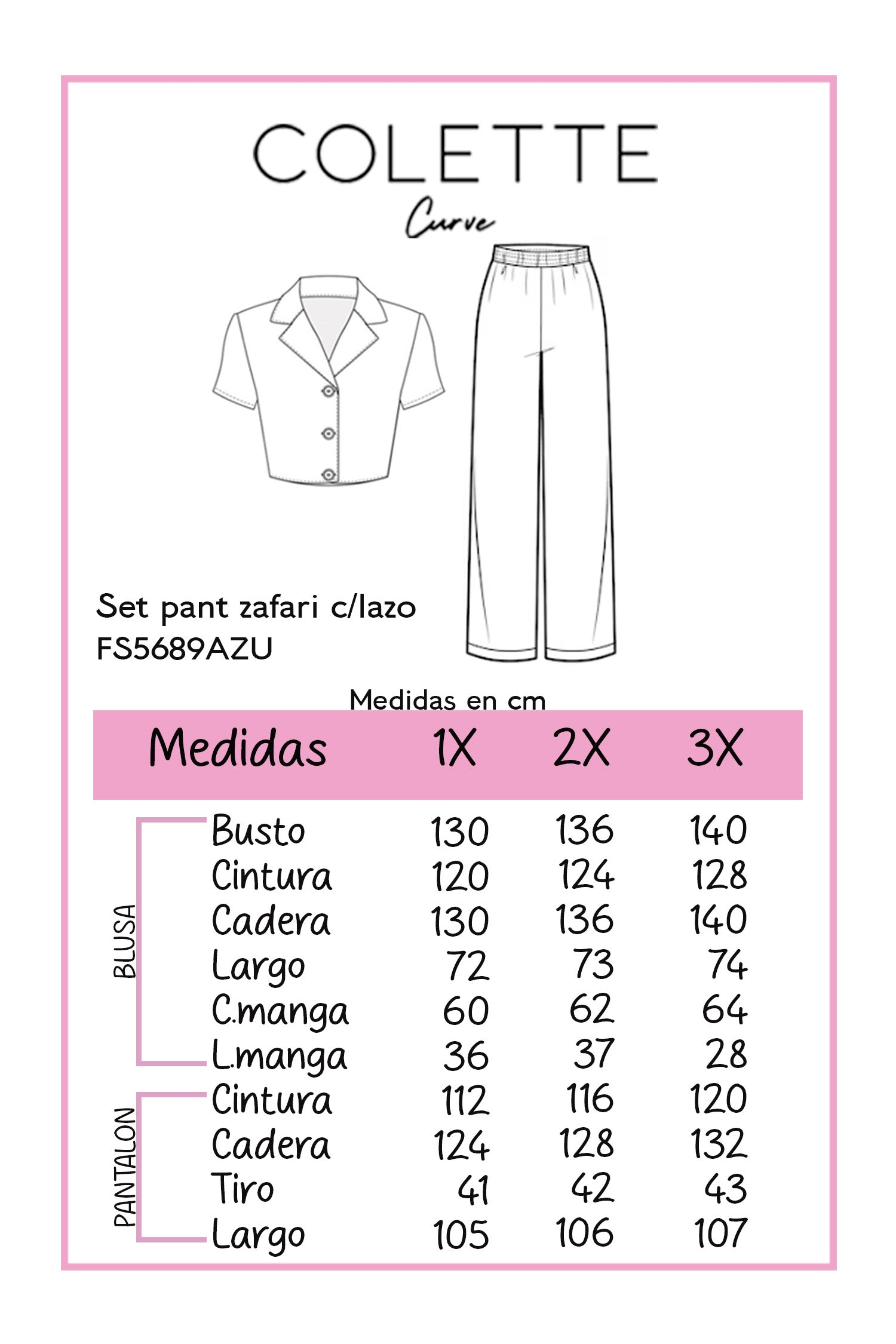 Set pant zafari c/lazo azul