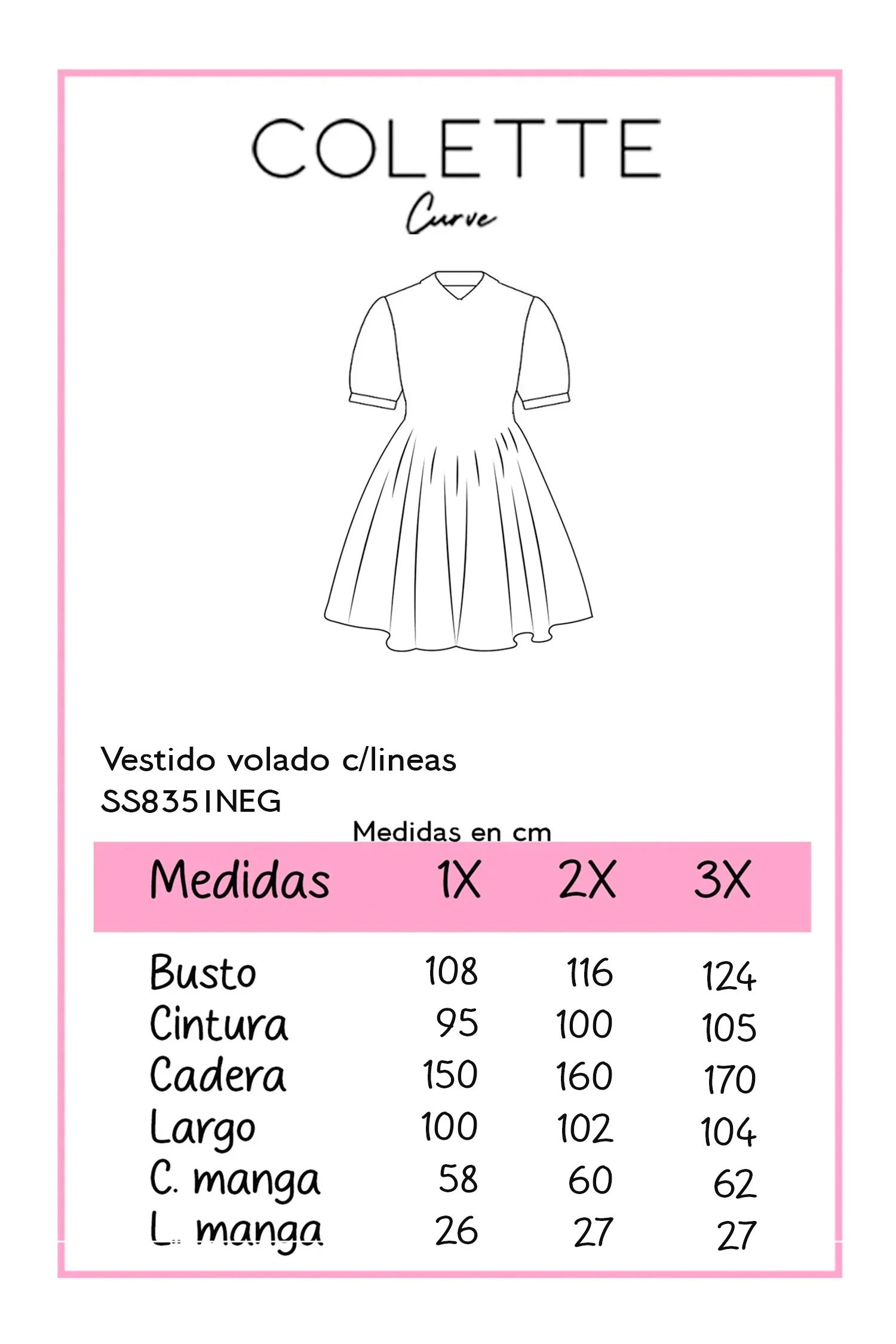 Vestido volado c/lineas neg