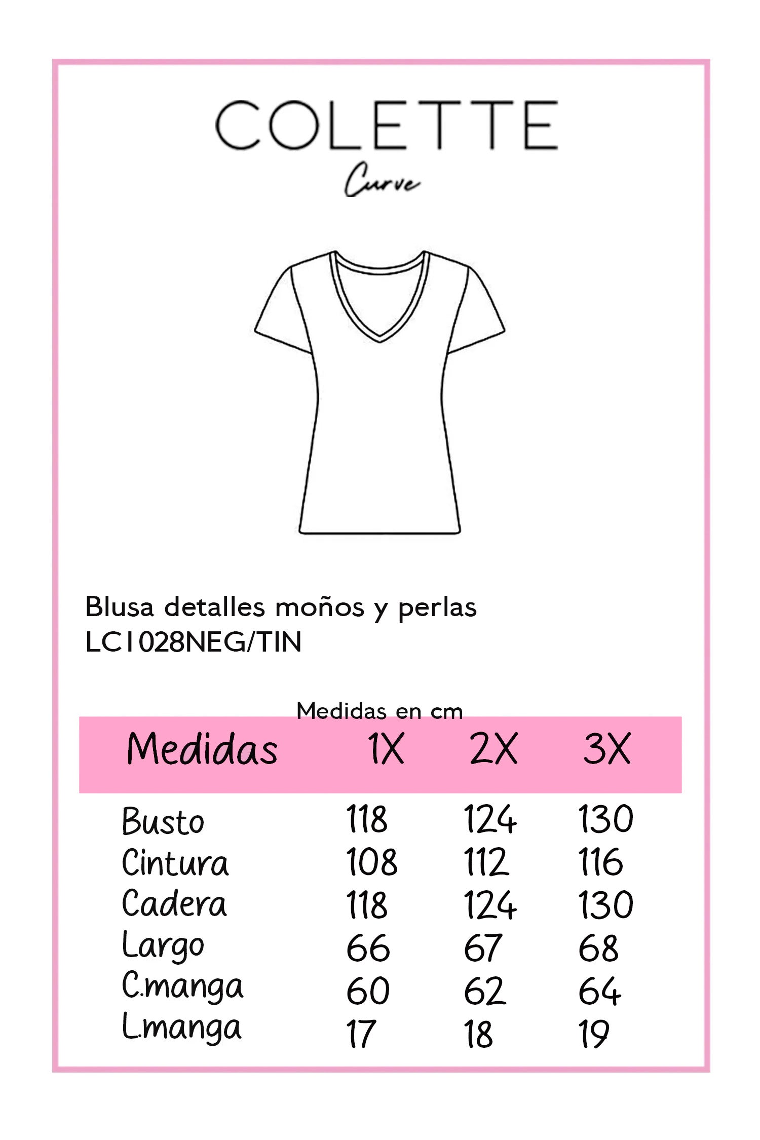 Blusa detalles moños y perlas