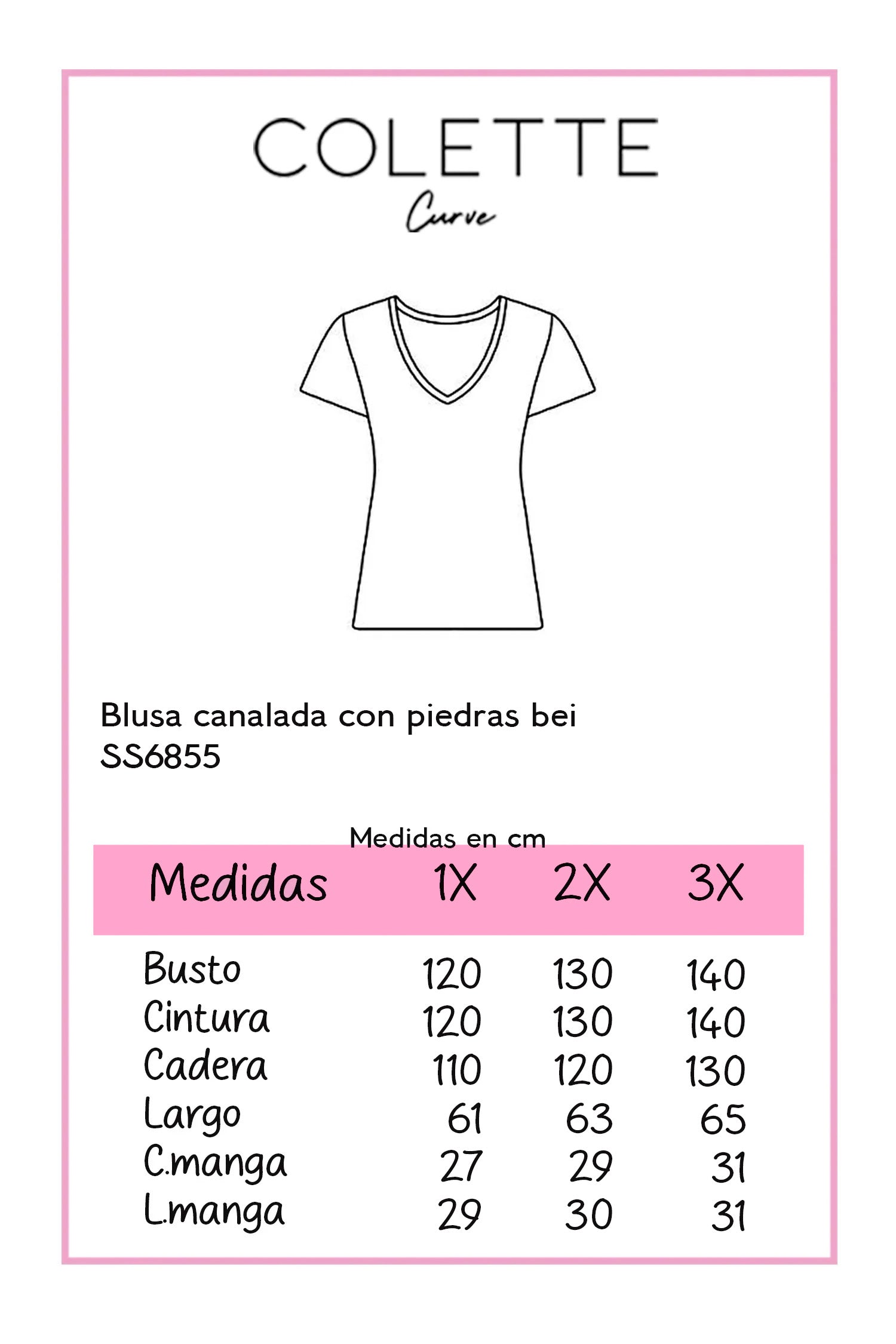 Blusa acanalada con piedras bei