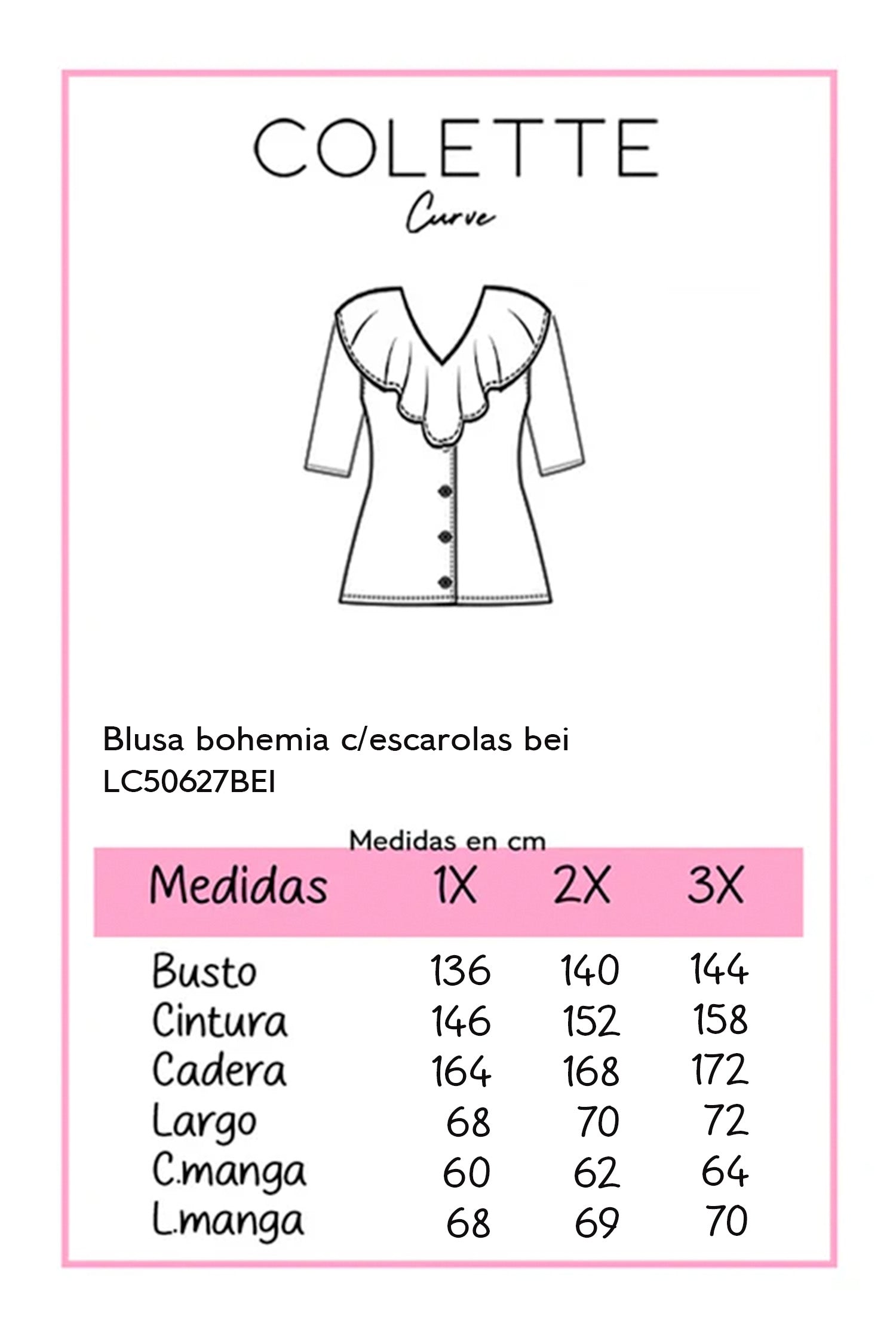 Blusa bohemia con escarolas bei