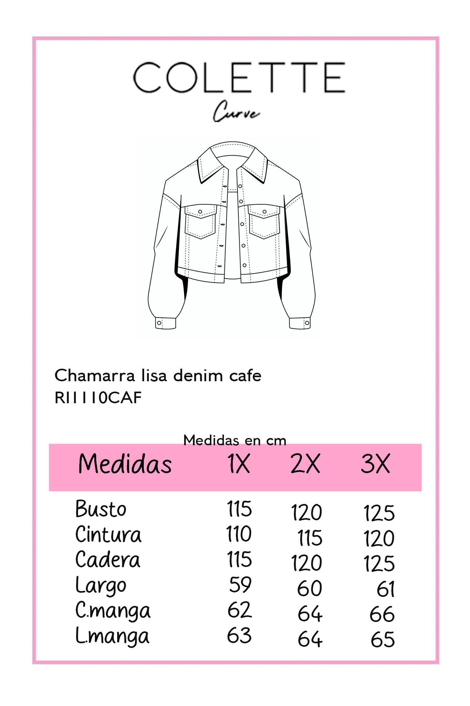 Chamarra denim lisa cafe