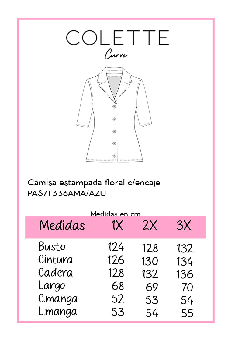 Camisa estampada floral c/encaje