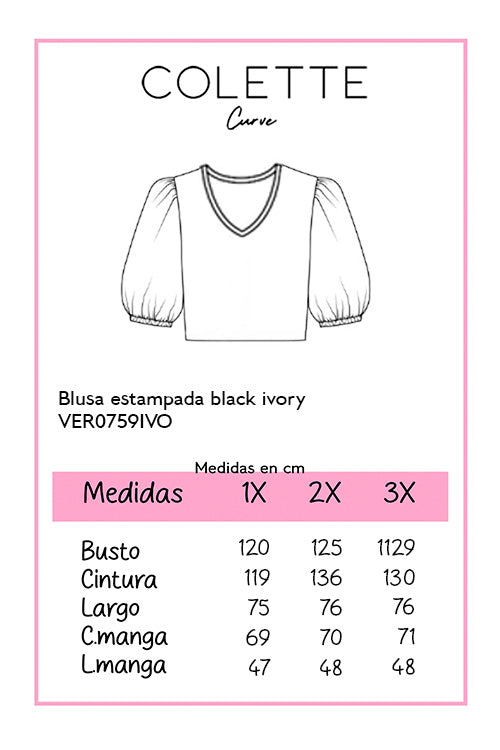 Blusa estampada black ivory