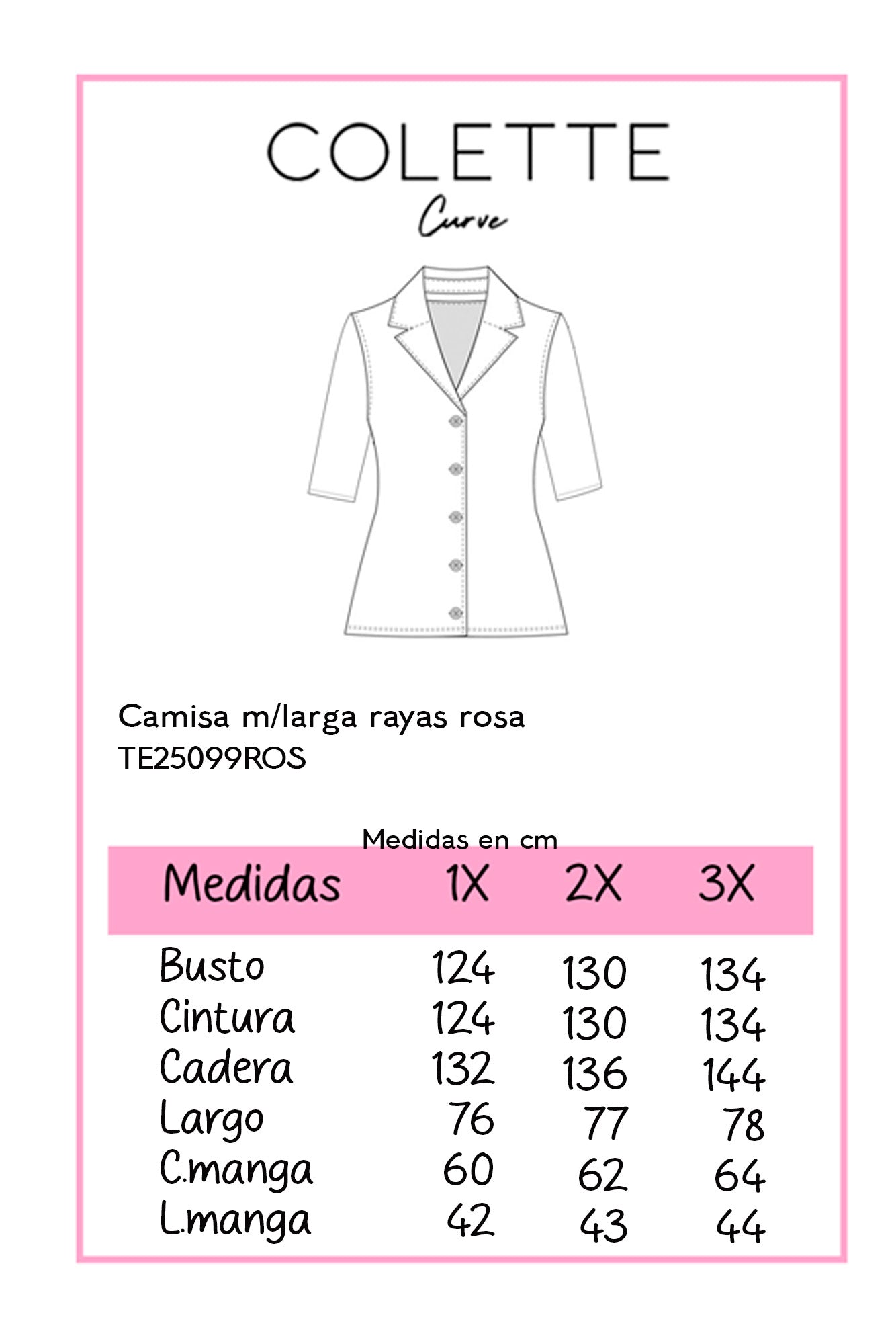 Camisa m/larga rayas rosa