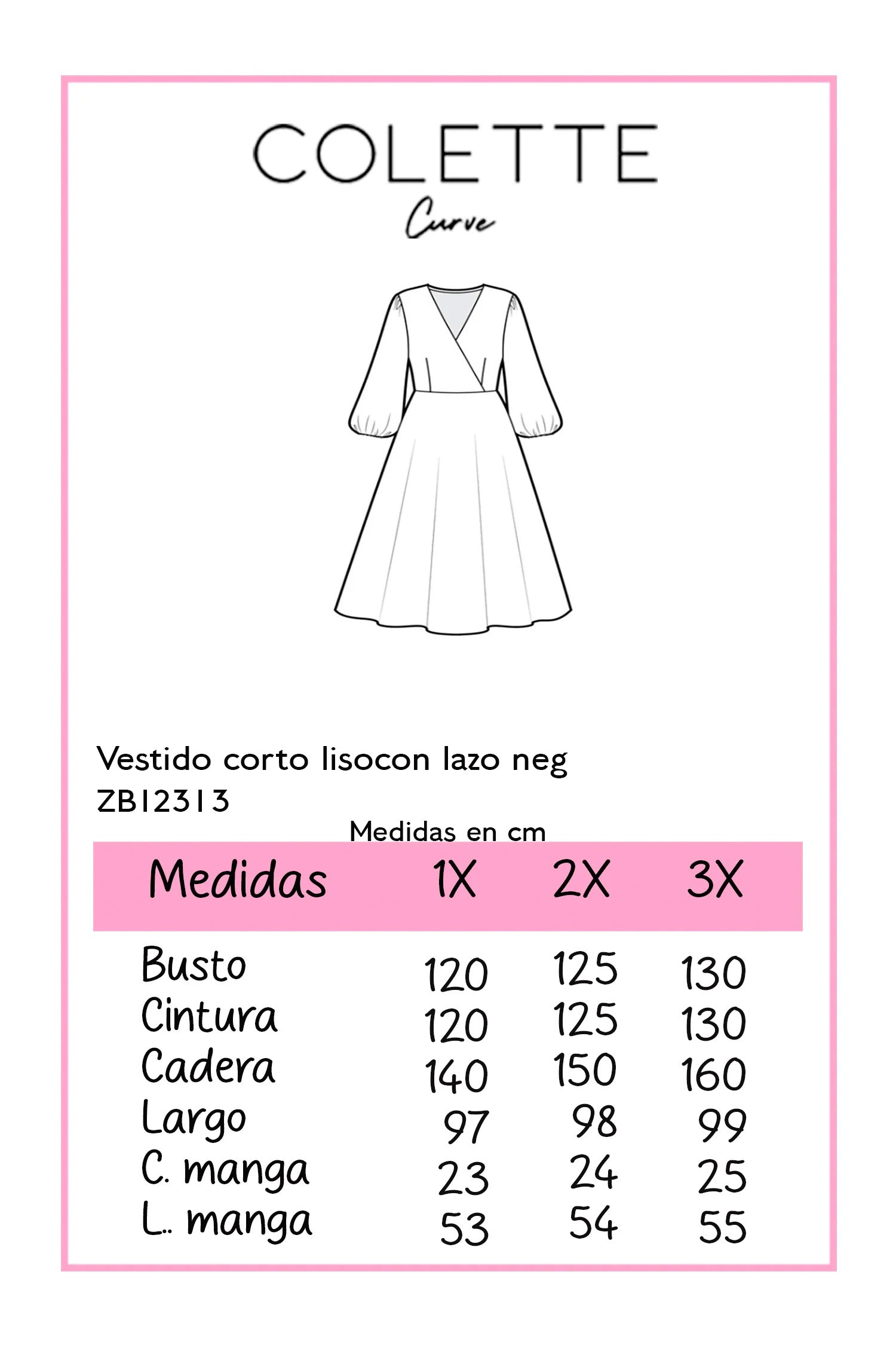 Vestido corto liso con lazo neg