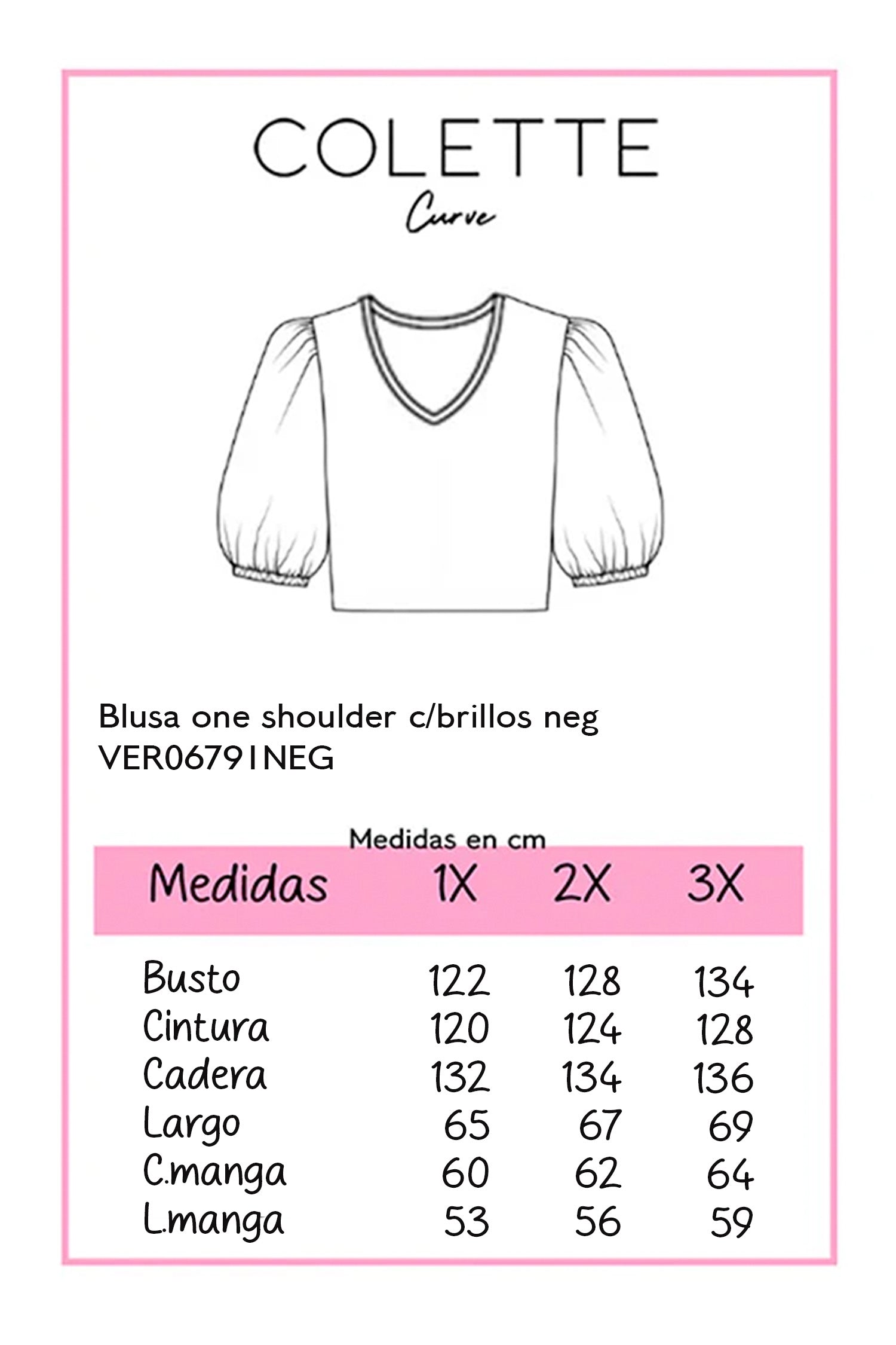 Blusa one shoulder con brillo negra