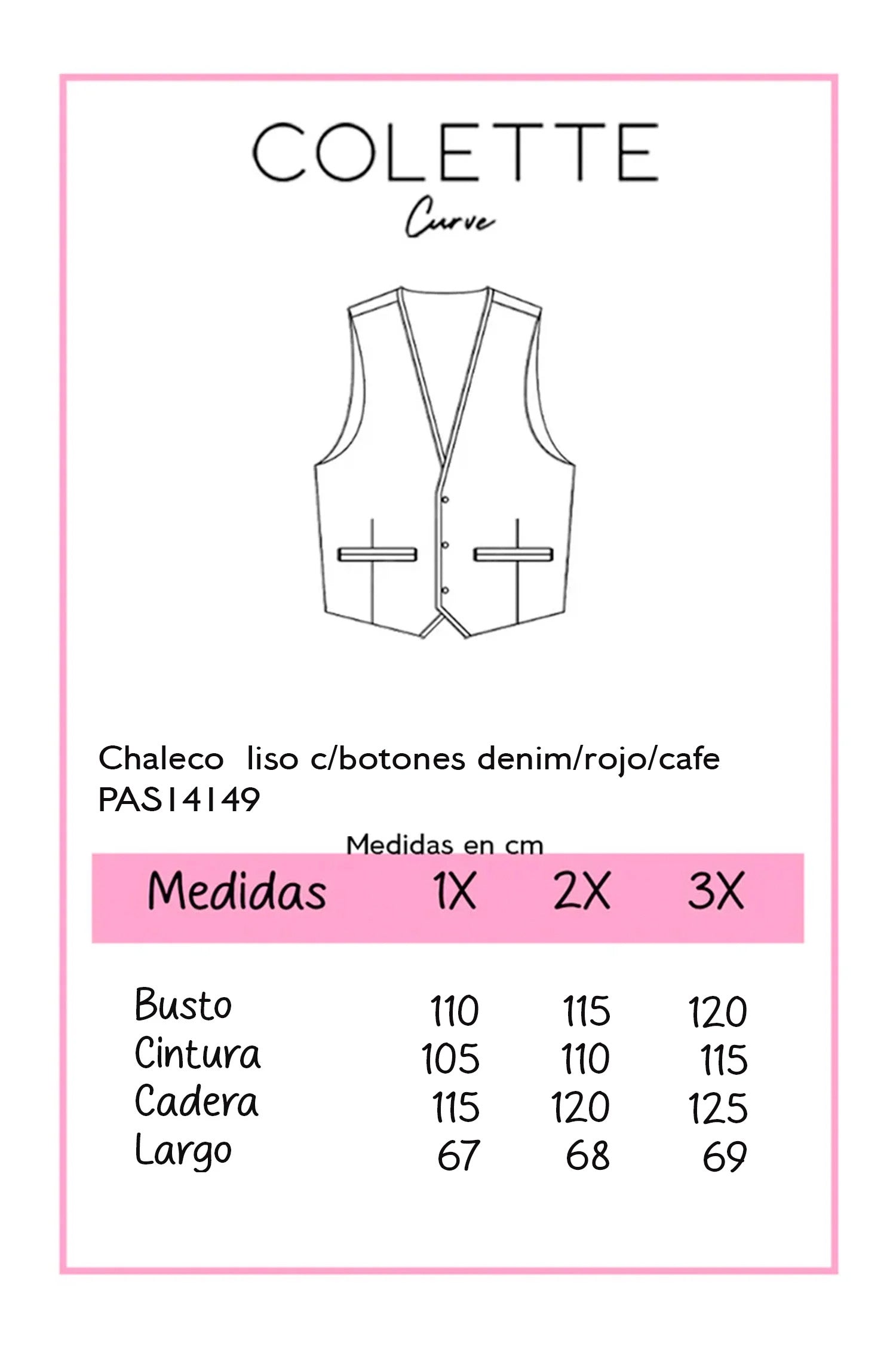 Chaleco liso con botones denim