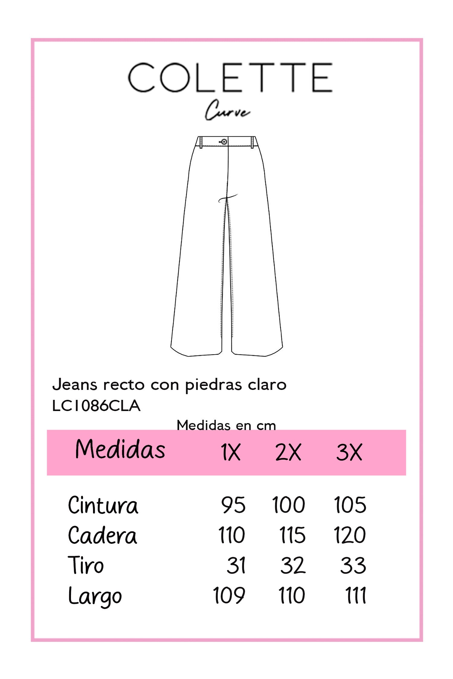 Jeans recto con piedras claro