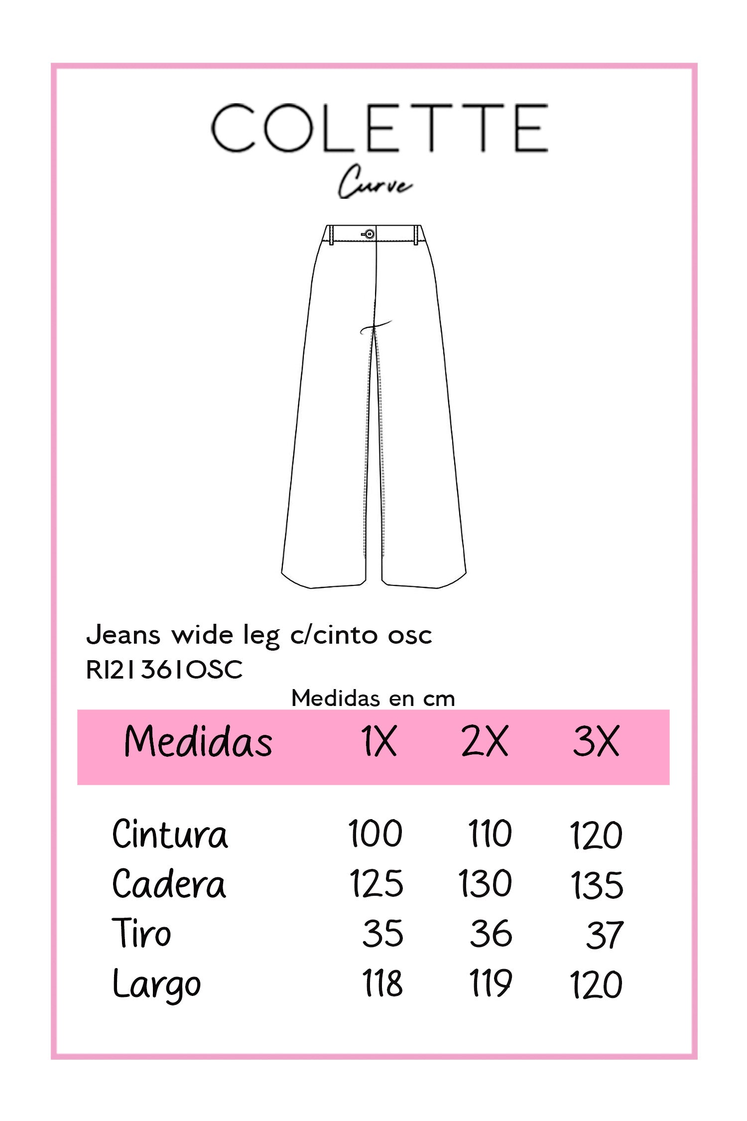 Jeans wide leg c/cinto osc