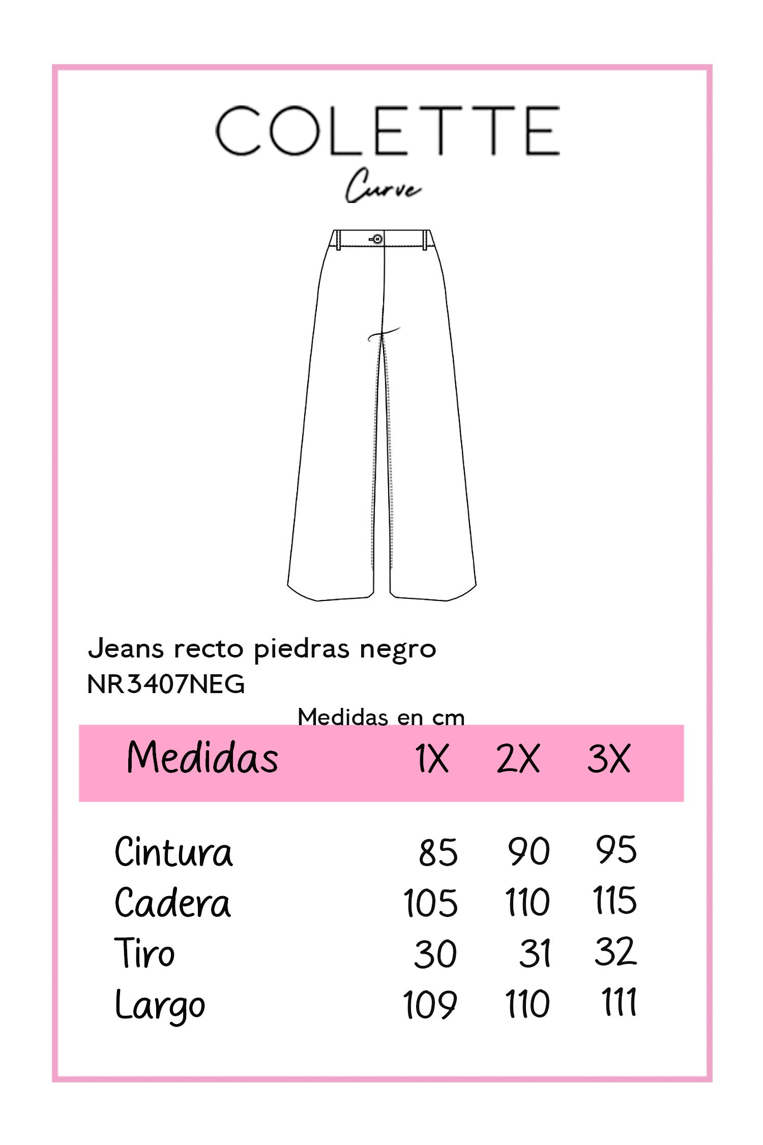 Jeans recto piedras neg