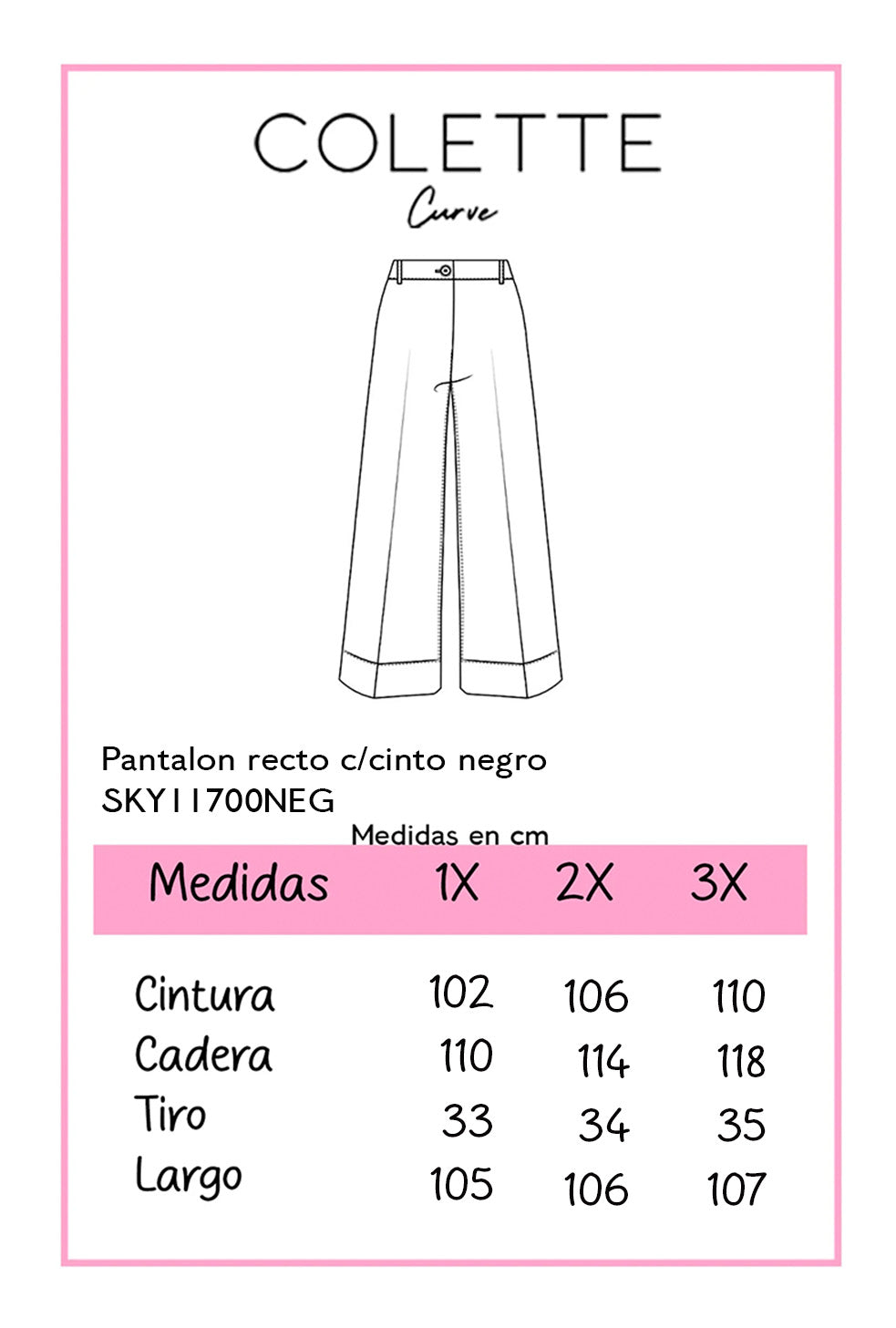 Pantalon recto c/cinto negro