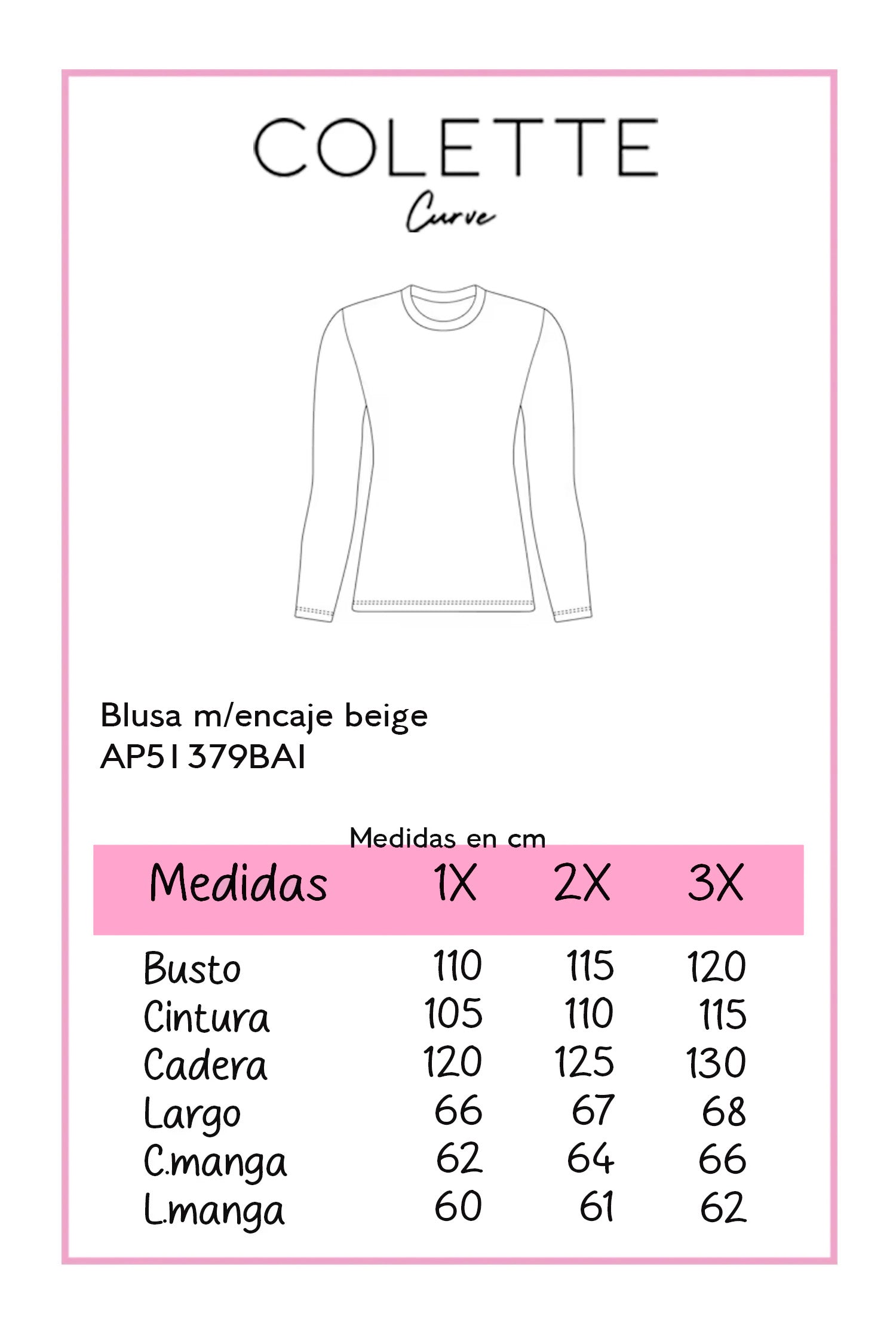 Blusa manga larga con encaje bei