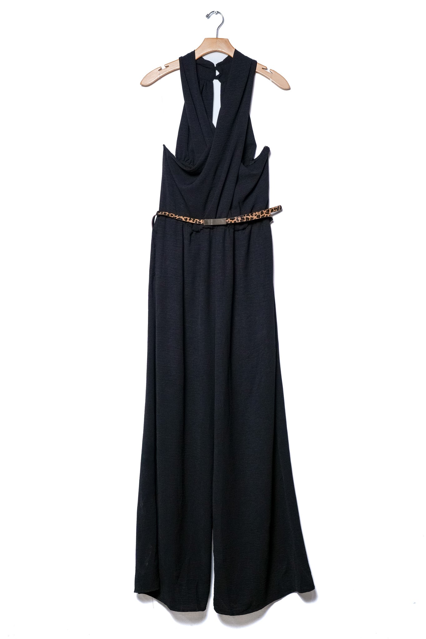 Palazo halter con cinto negro