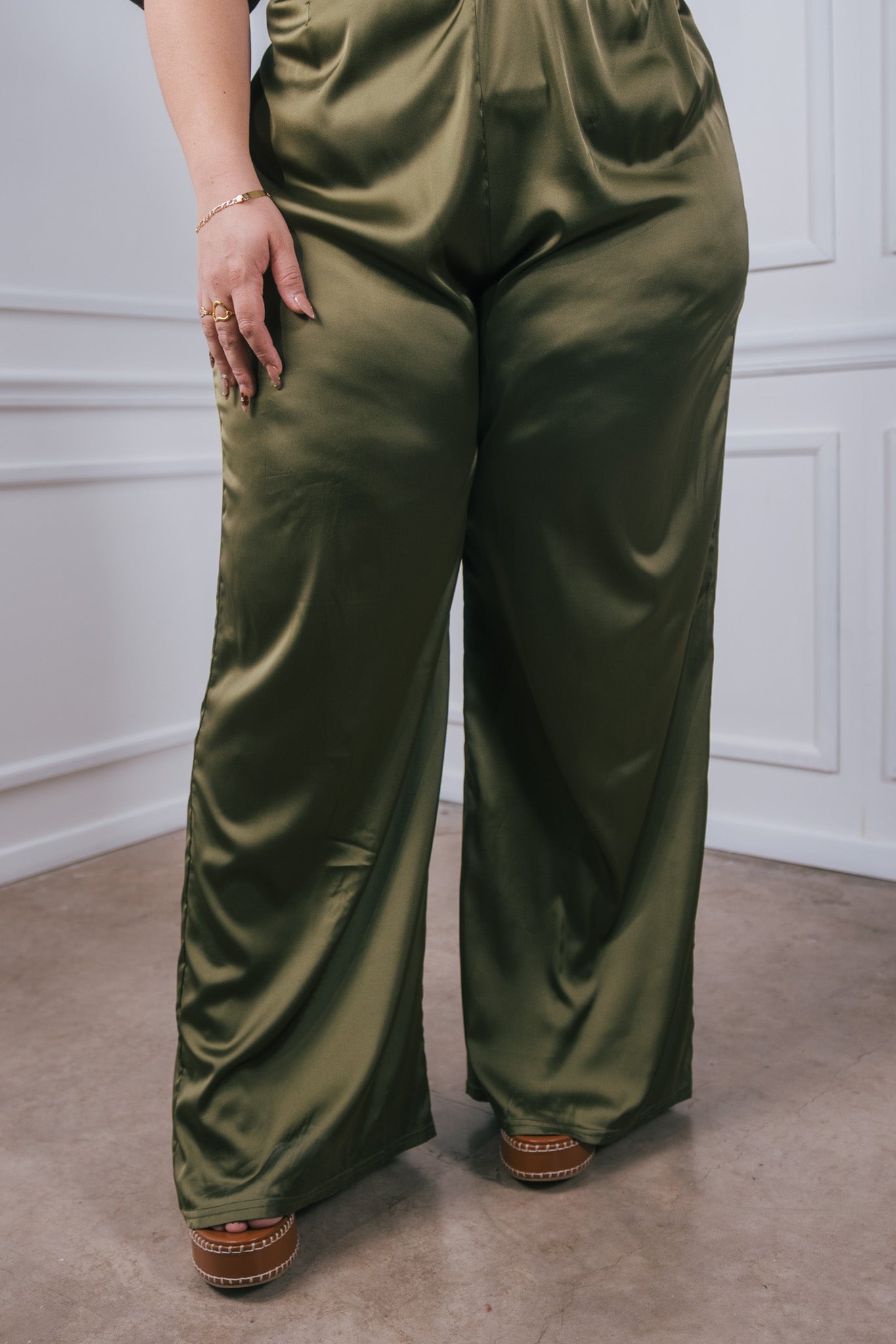Palazo c/cinto satin olivo