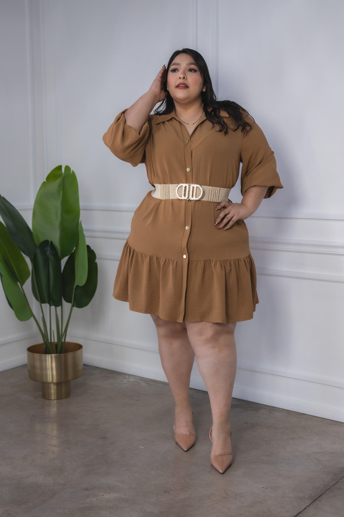 Vestido corto c/lazo cafe