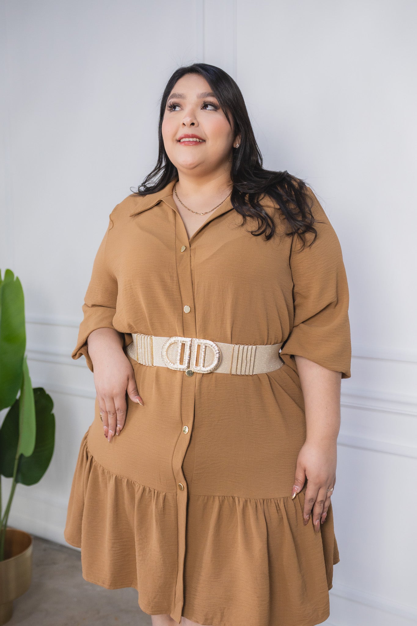 Vestido corto c/lazo cafe