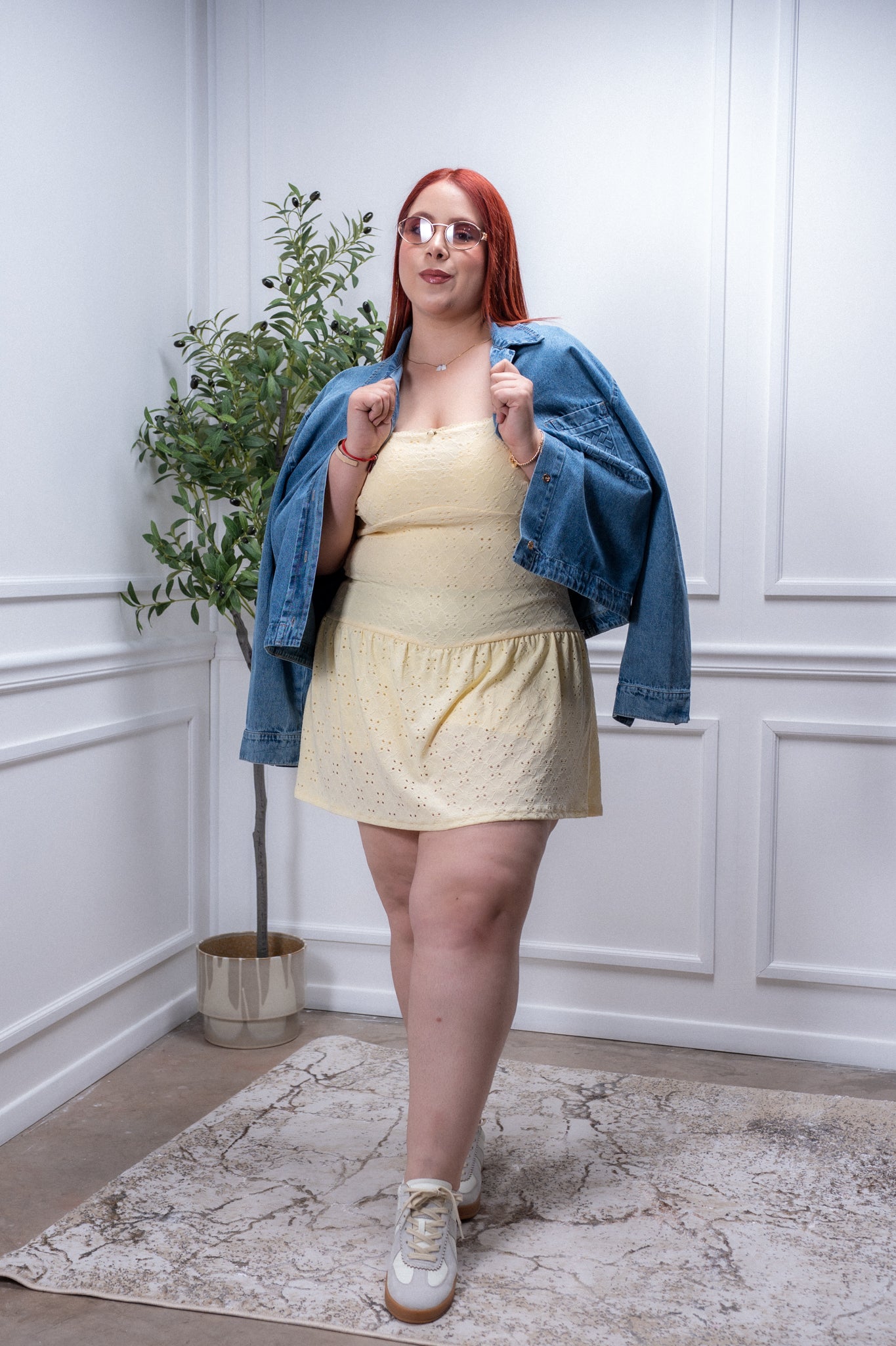 Vestido algodon bordado amarillo